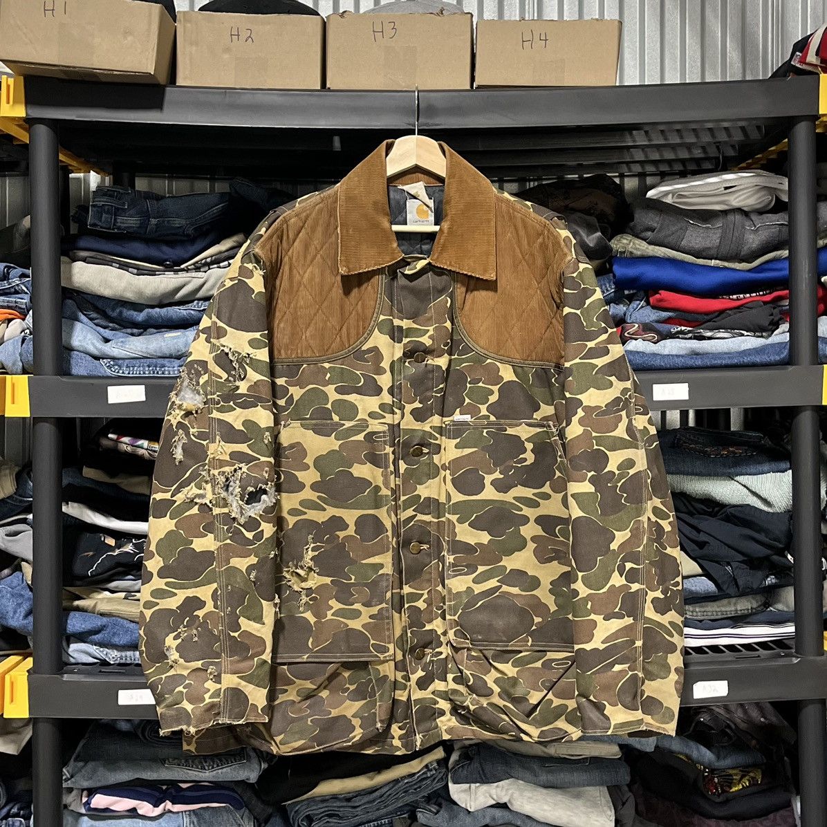 Carhartt VINTAGE 80s CARHARTT DUCK CAMO CORDUROY CANVAS JACKET XL Size US XL / EU 56 / 4 - 1 Thumbnail