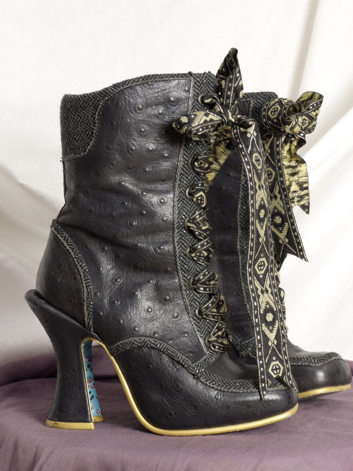 Vintage RARE Irregular Choice Victorian lace-up boots in dark purple Size US 7 / IT 37 - 2 Thumbnail
