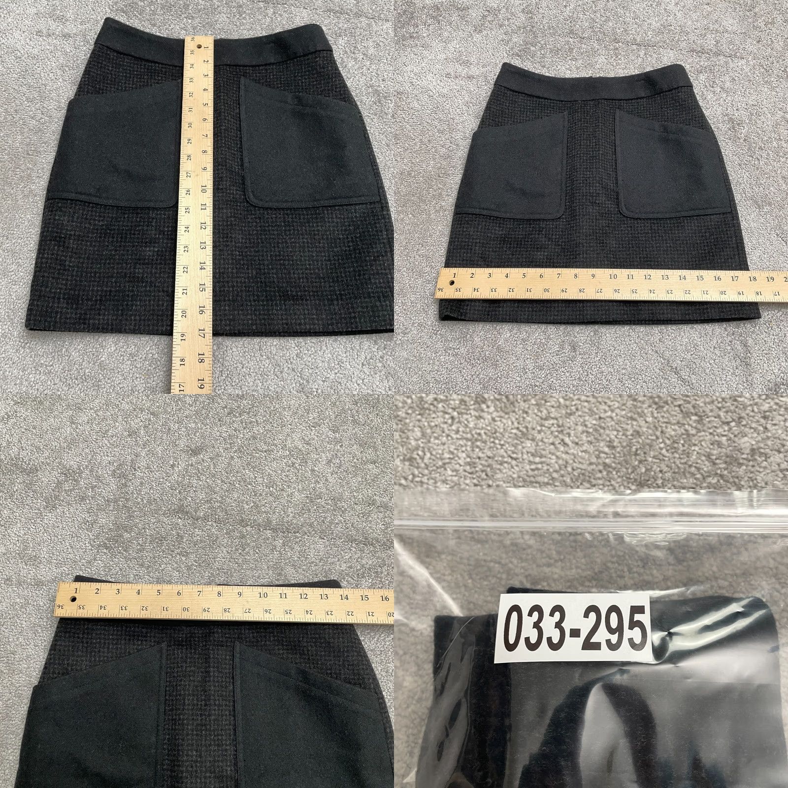 J.Crew VINTAGE J.Crew Wool Houndstooth Short Pencil Skirt Womens 00 Gray Black Pockets 24x17 Size 24" / US 00 / IT 34 - 8 Thumbnail