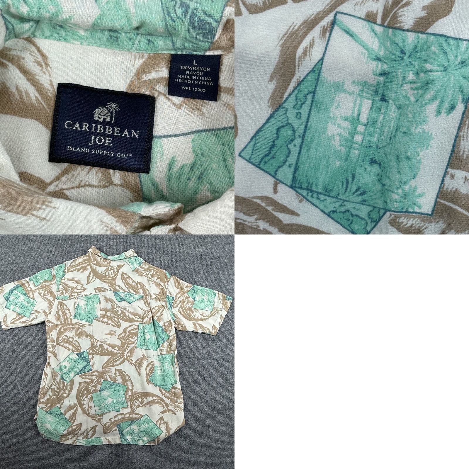 Vintage Caribbean Joe Shirt Mens Large Hawaiian Rayon Palm Print Aloha Spring Casual Size US L / EU 52-54 / 3 - 8 Thumbnail