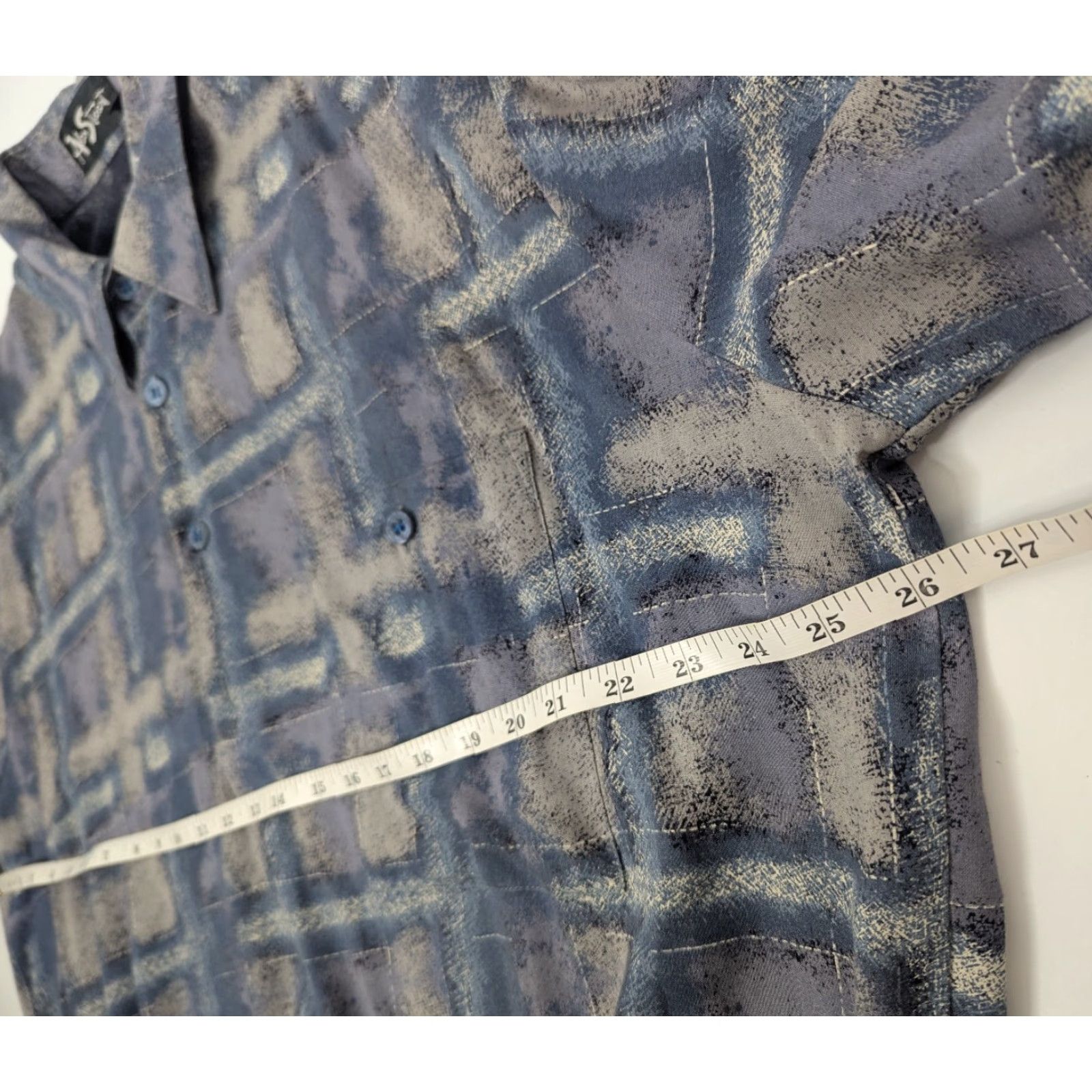 Vintage VINTAGE Alan Stuart Polo Shirt Men XL Gray Blue Rayon Short Sleeve Golf Geometric Pattern Size US XL / EU 56 / 4 - 5 Thumbnail