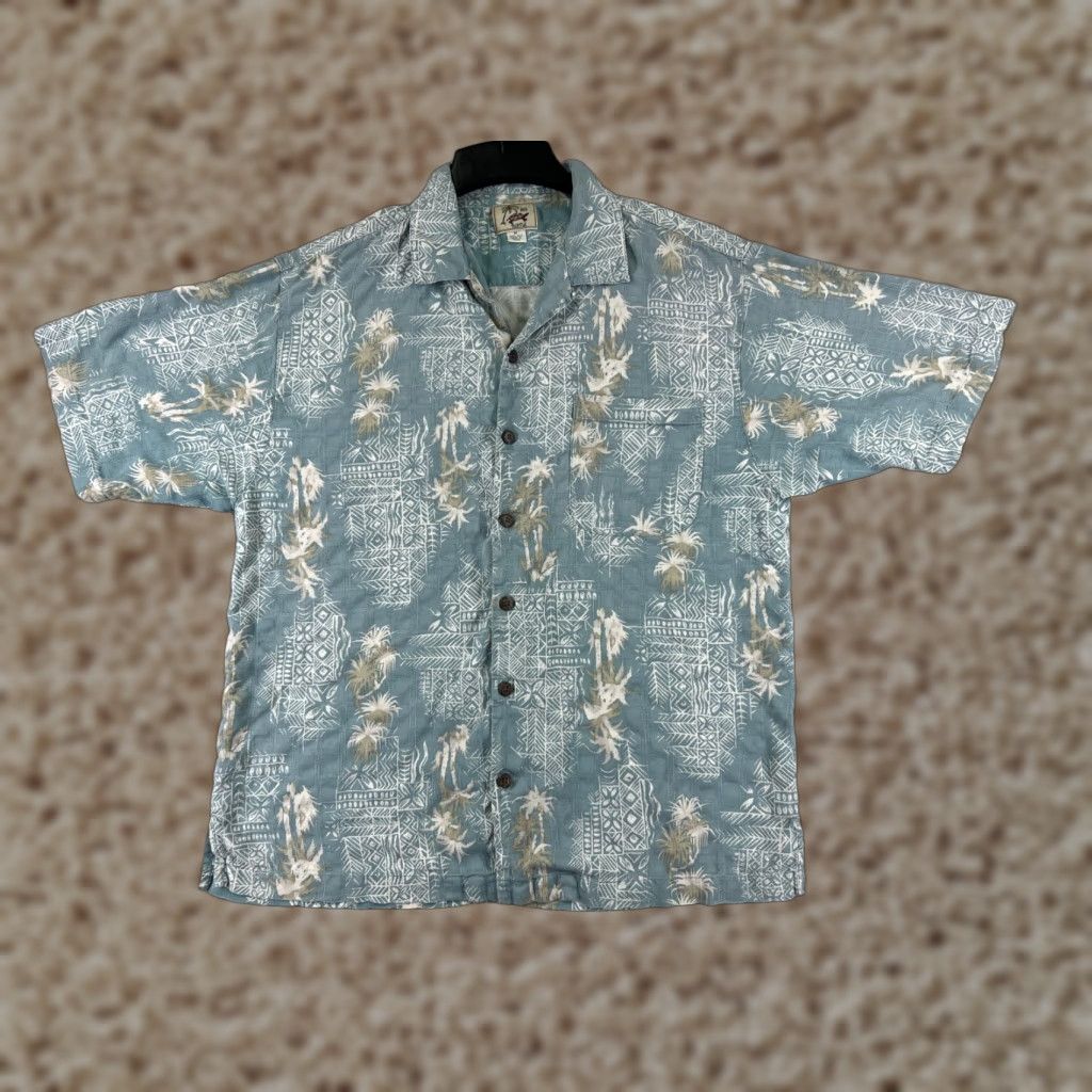 Vintage VINTAGE Red Turtle Shirt Adult Medium Teal Palm Tribal Print 100% Silk Hawaiian Size US M / EU 48-50 / 2 - 1 Thumbnail
