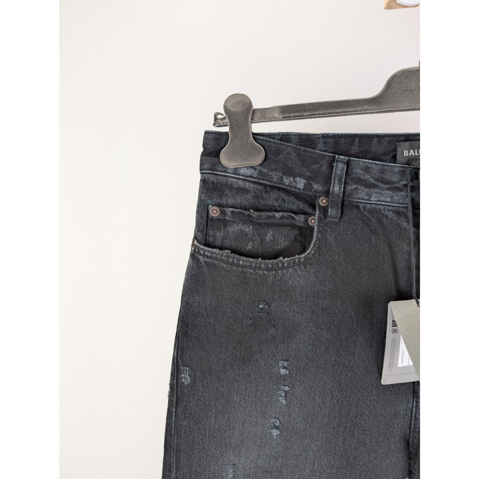 Balenciaga o1rshd1 Organic Japanese Ripped Medium Fit Pant Jean Black Size US 32 / EU 48 - 7 Thumbnail