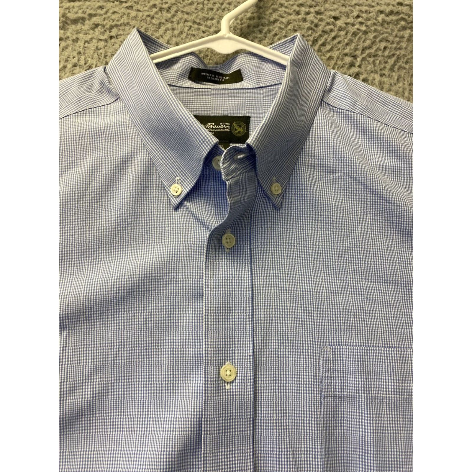 Eddie Bauer Eddie Bauer Shirt Long Sleeve Button-Down Plaid XL Mens Light Blue Cotton Wrinkle Resistant Size US XL / EU 56 / 4 - 3 Thumbnail