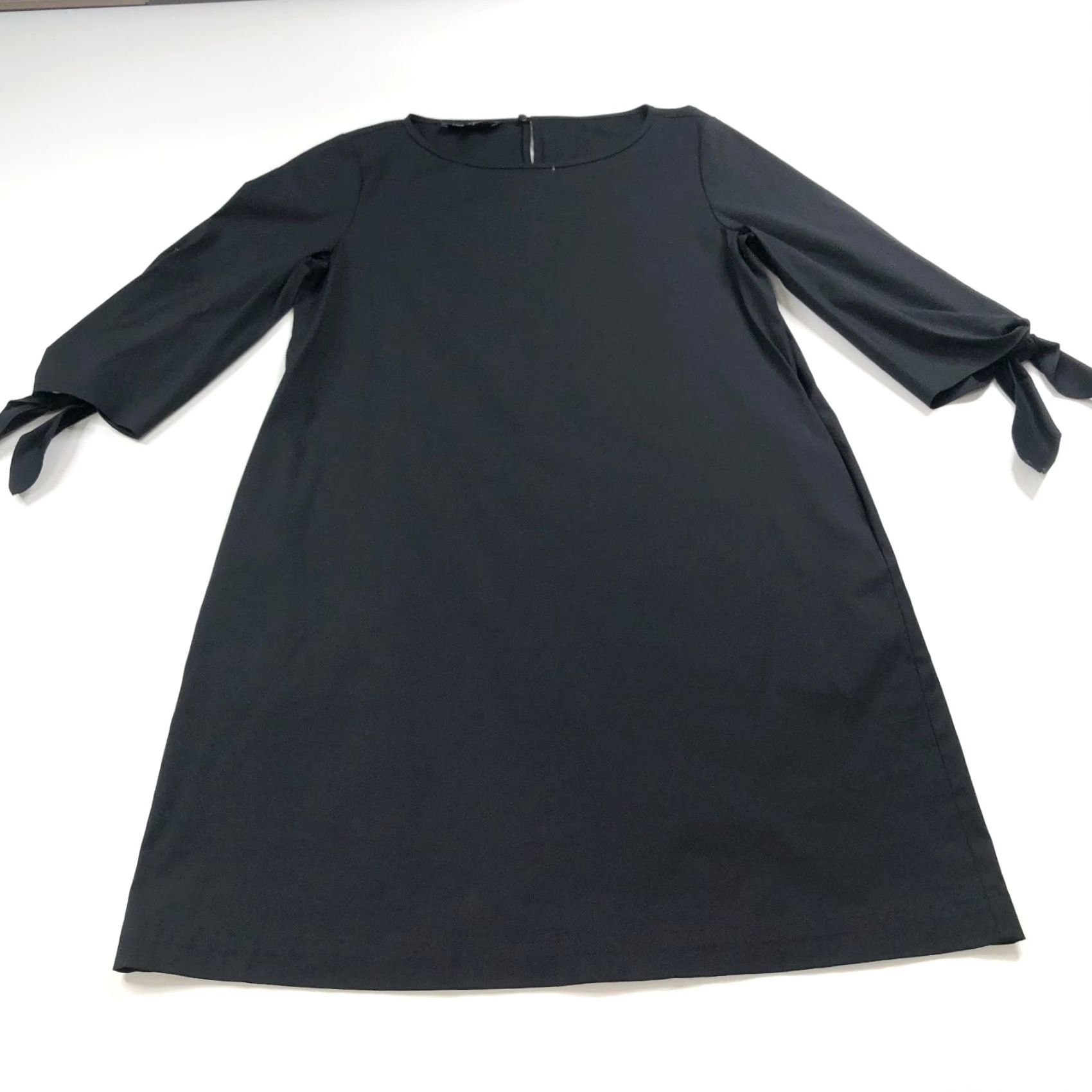 Vintage Lafayette 148 Black Blouse Tunic 3/4 Sleeve Pullover Back Button Bow Tie Cotton Blend Women Small Size S / US 4 / IT 40 - 3 Thumbnail