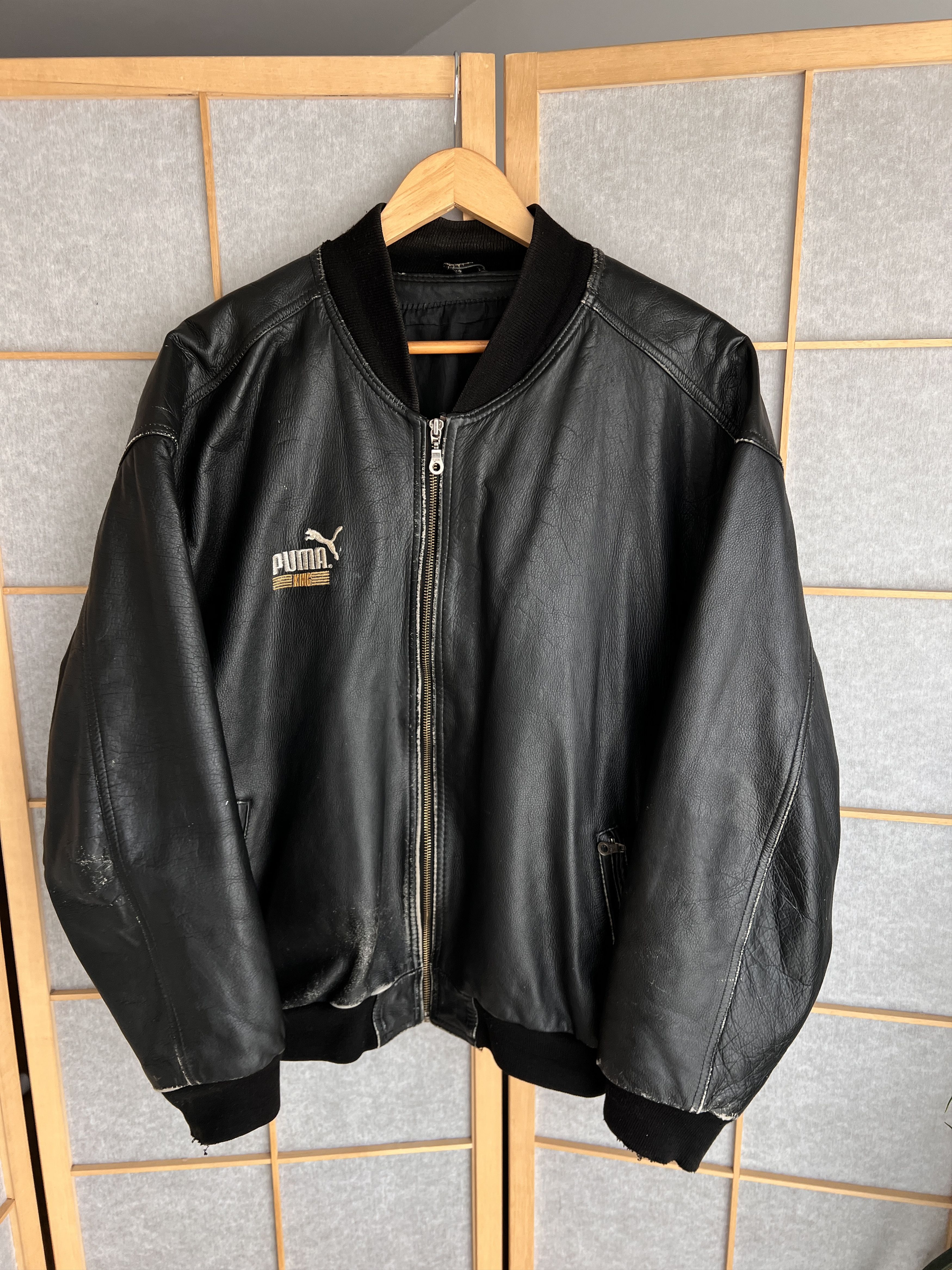 Puma PUMA KING rare vintage 1985 boxy bomber leather jacket baggy Size US L / EU 52-54 / 3 - 2 Thumbnail