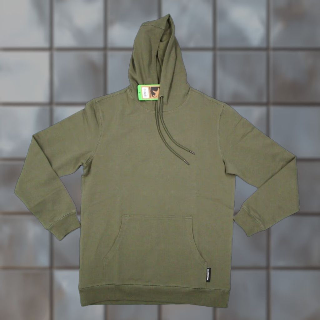 Bear Bottom Mens Small Green Hoodie Pullover Sweatshirt Kangaroo Pocket Drawstring Crew Neck Lounge Hooded Cotton Spandex Fleece Logo Regular