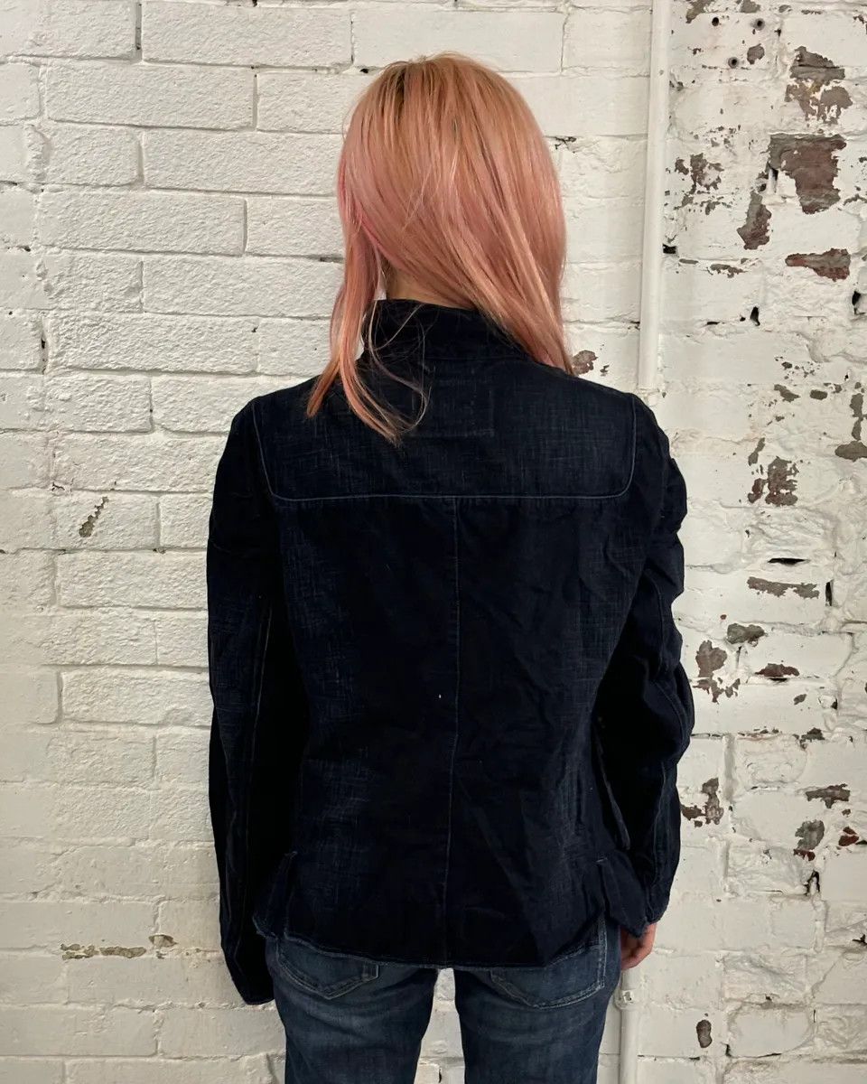 Marithe + Francois Girbaud 1990s Marithé + François Girbaud Navy Denim Colour-Block Denim Jacket Size XS / US 0-2 / IT 36-38 - 3 Thumbnail