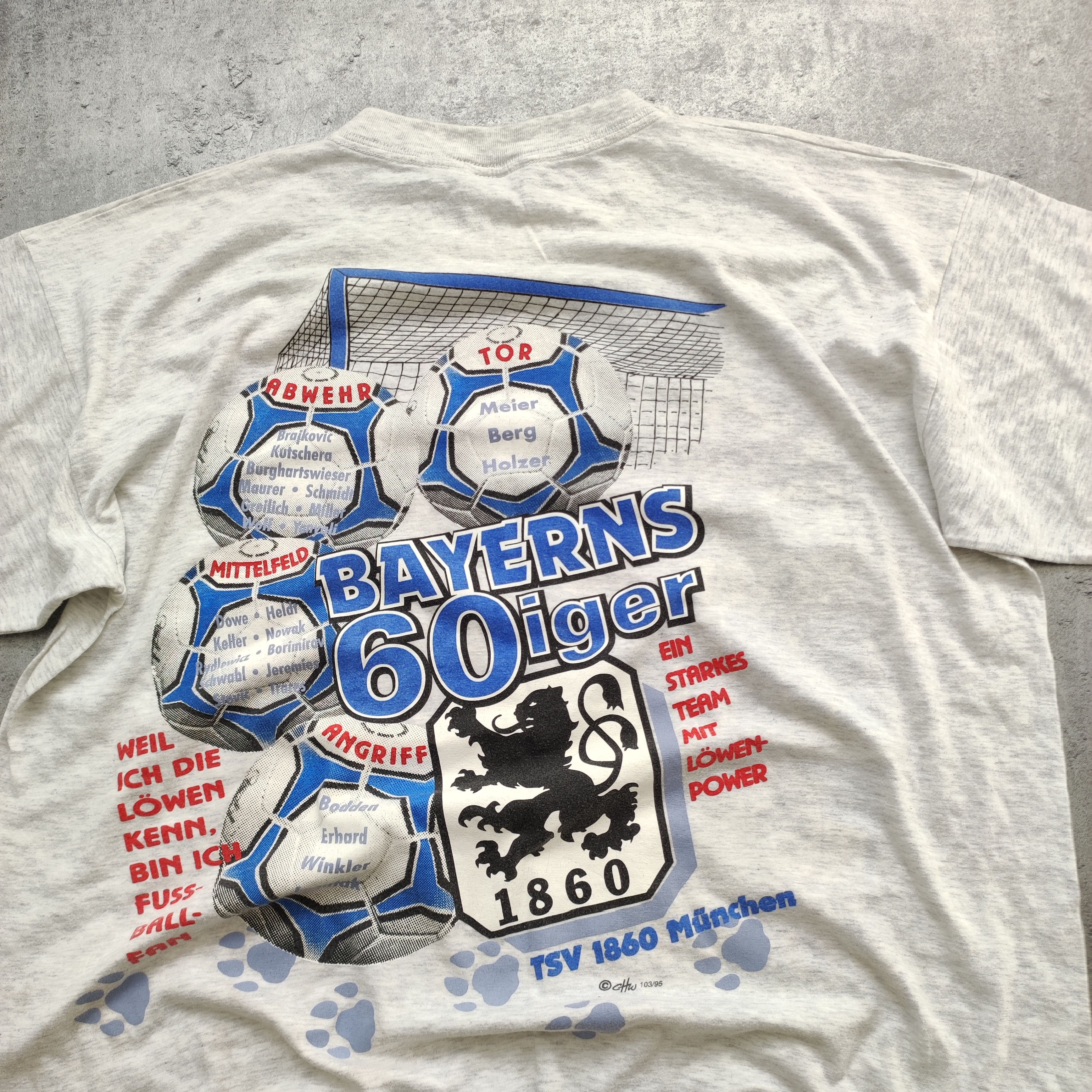 Vintage RARE Vintage 1995 TSV 1860 Munich Football Bundesliga Tshirt Size US XL / EU 56 / 4 - 9 Thumbnail