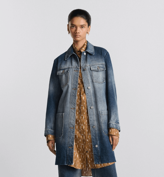 Dior o1w1db11225 452V59 Long Belted Jacket in Blue Size L / US 10 / IT 46 - 5 Thumbnail