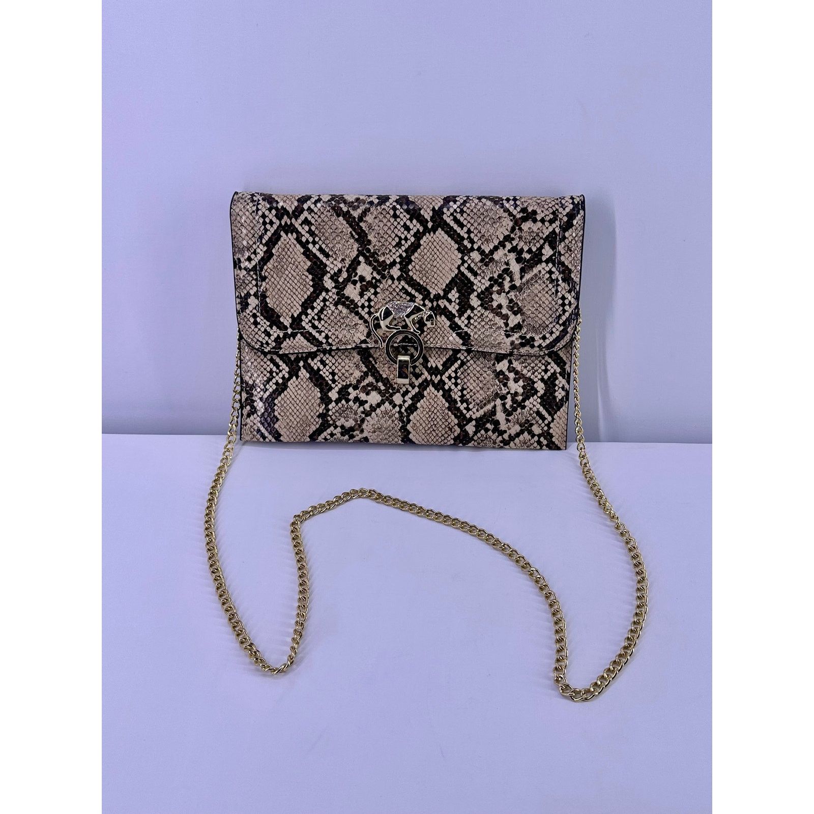 & Other Stories Vintage Snake Leather Shoulder Bag Jaguar Gold Lock Size ONE SIZE - 4 Thumbnail