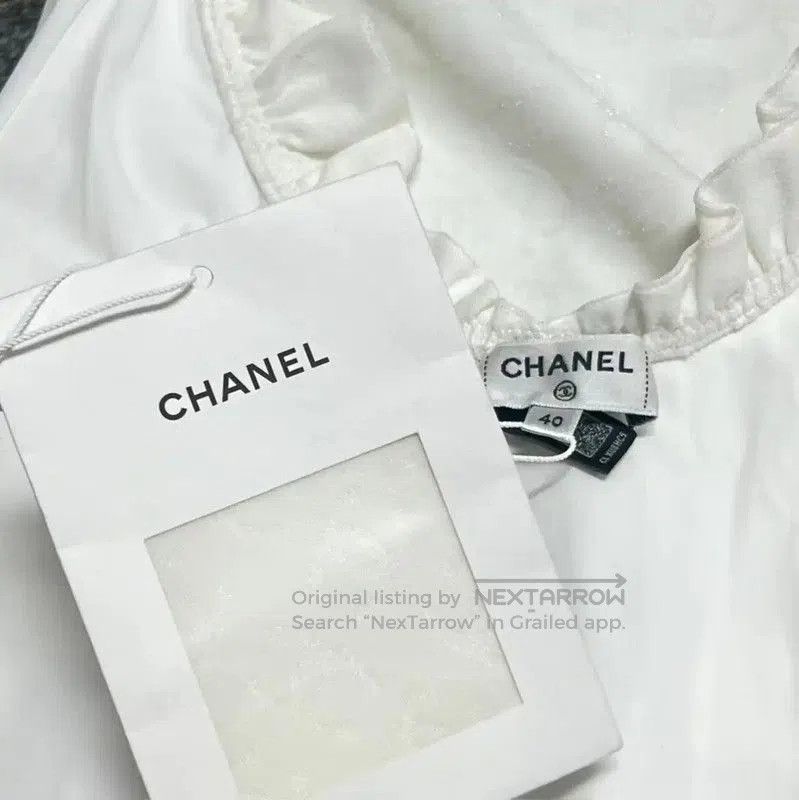 Chanel Chanel Summer White Polyester Logo Dress . Size S / US 4 / IT 40 - 6 Thumbnail