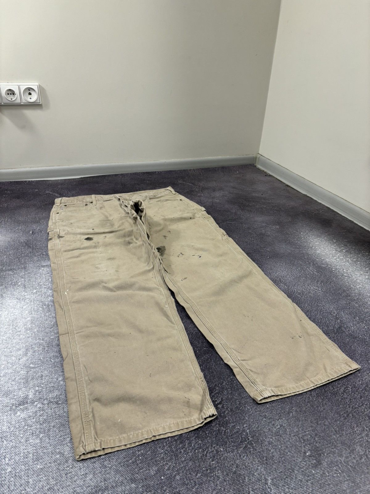Carhartt Vintage 90s Carhartt Cream Work Hype Carpenter Baggy Pants Size US 38 / EU 54 - 7 Thumbnail