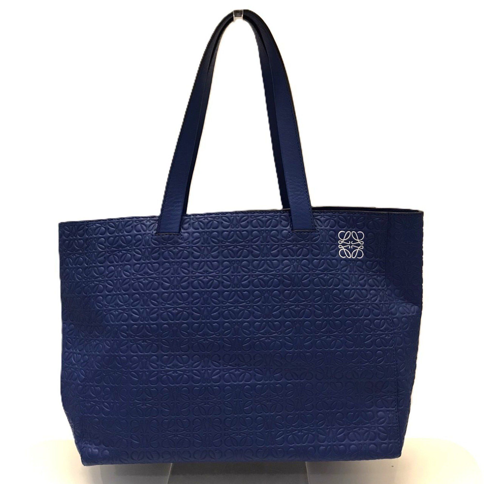 Loewe LOEWE Shopper Tote with Repeat Anagram in Blue Leather, 308.23GK86 Size ONE SIZE - 1 Thumbnail