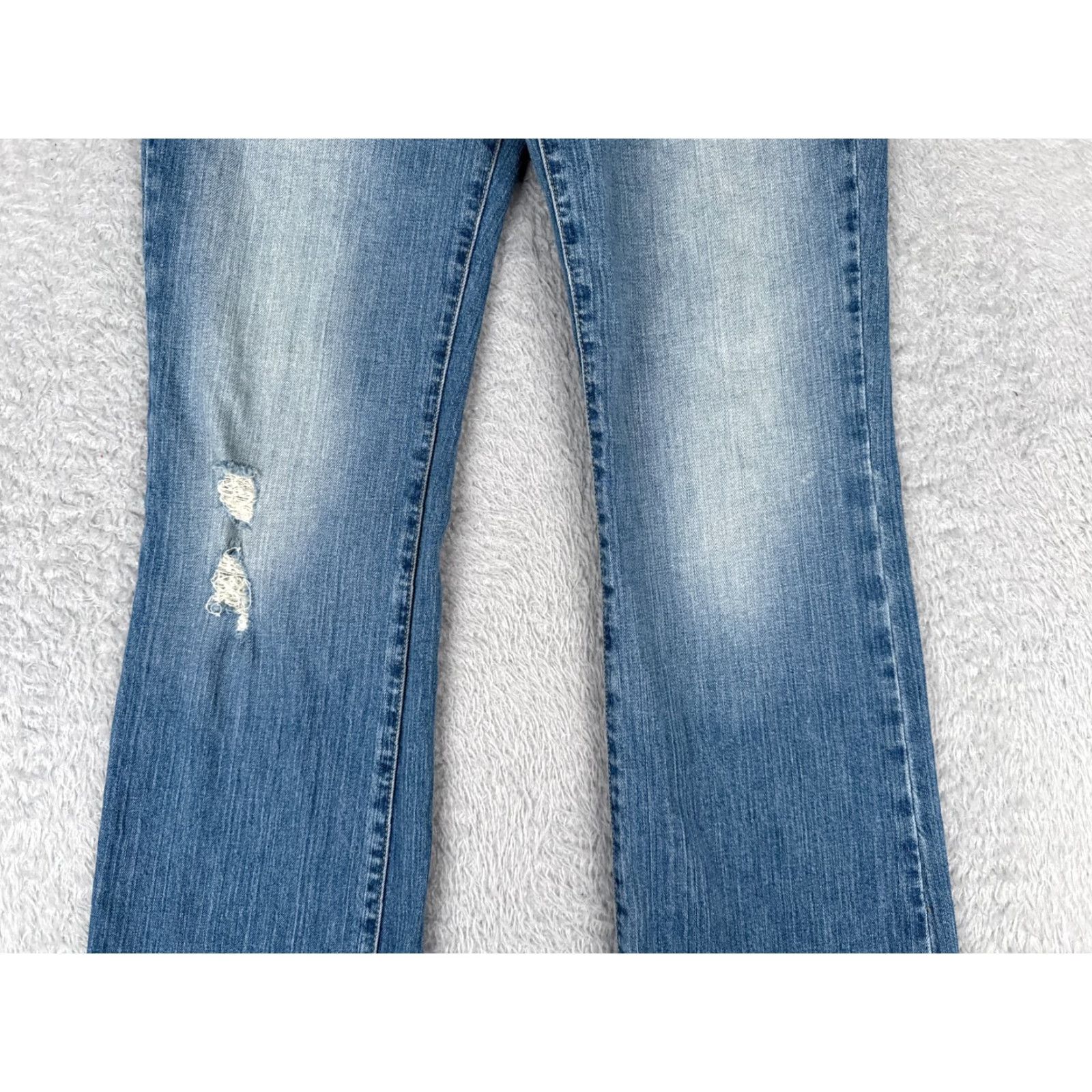 Vintage Vintage Shyanne Women's Flared Denim Pants 29 Blue Low Rise Distressed 33in Inseam Size 29" - 3 Thumbnail