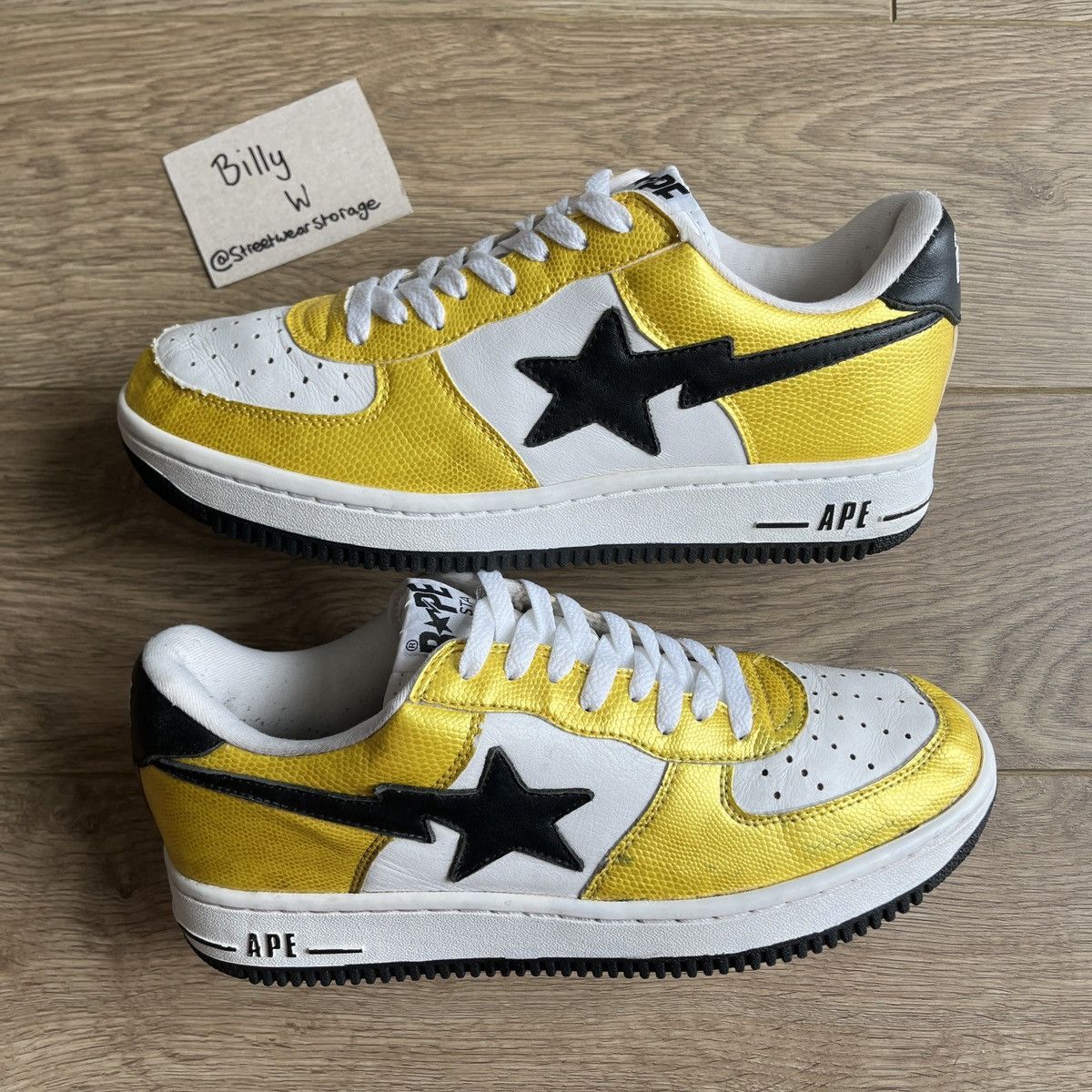 image of Snakeskin Bapesta Shoes in Yellow, Men's (Size 9.5)