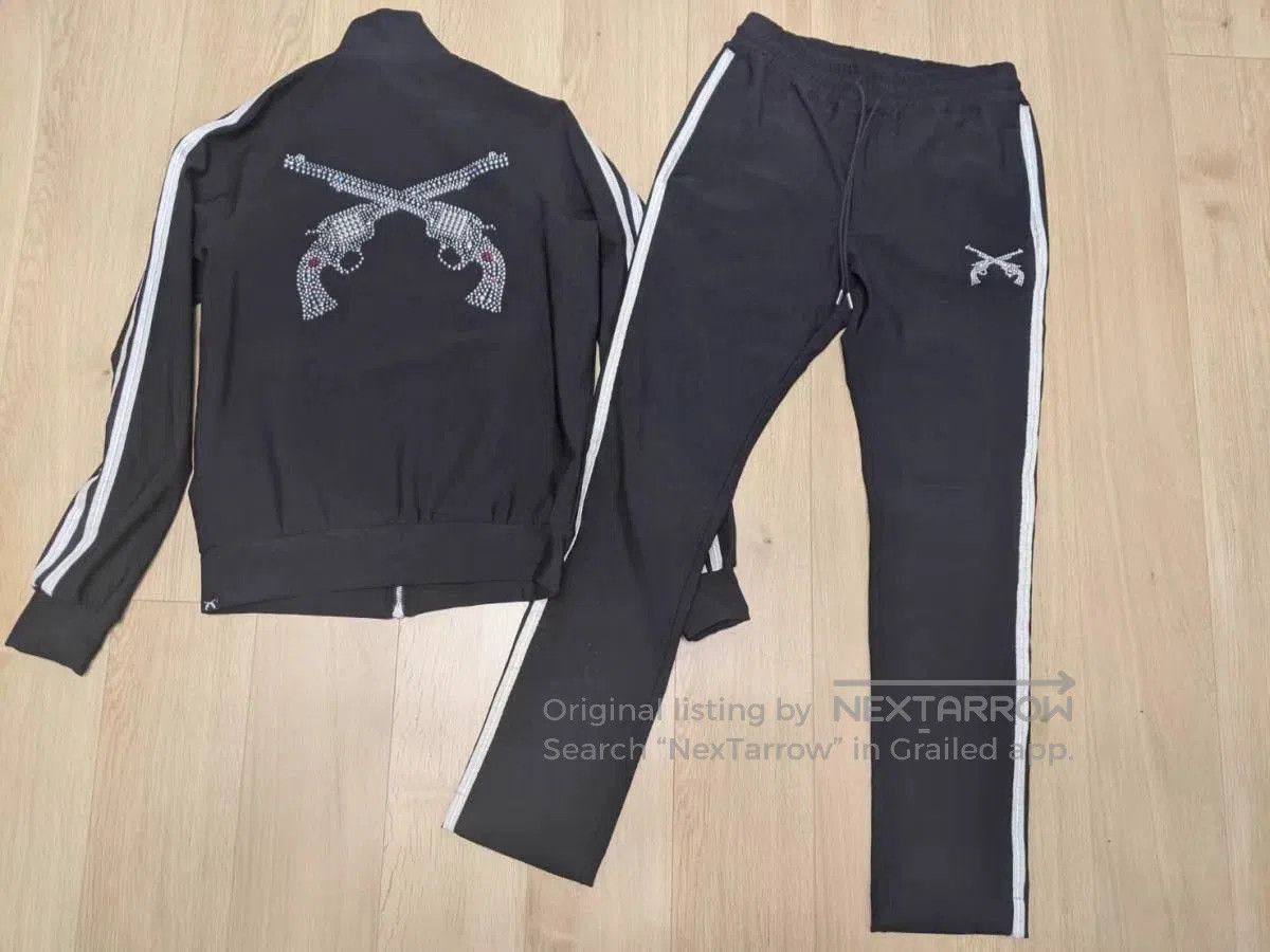Roar Black Track Jacket & Pants Set with Crystal Gun Design. Size US S / EU 44-46 / 1 - 1 Thumbnail