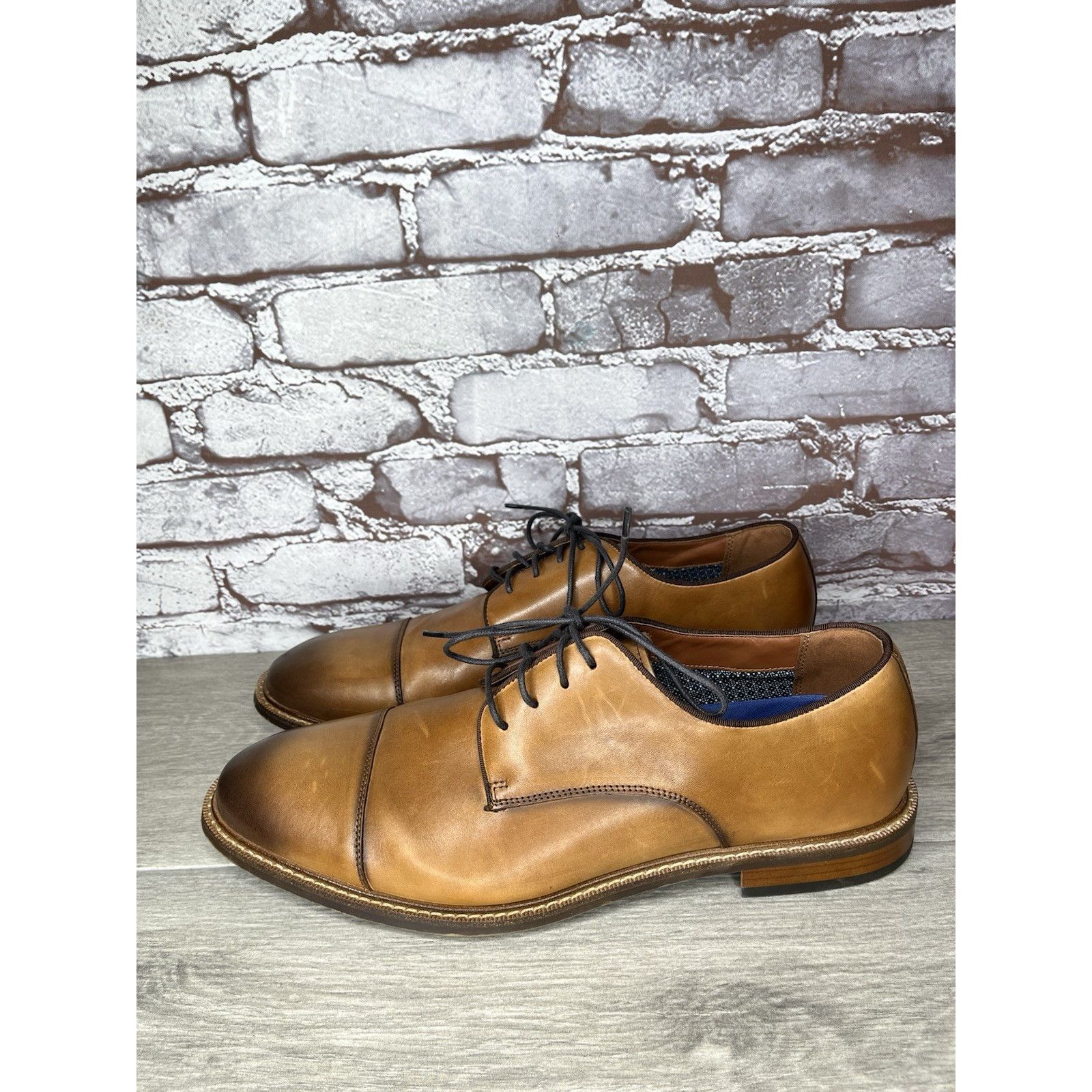 Vince Camuto Vince Camuto Lamson Cognac Brown Leather Dress Oxfords Shoes Size US 12 / EU 45 - 17 Thumbnail