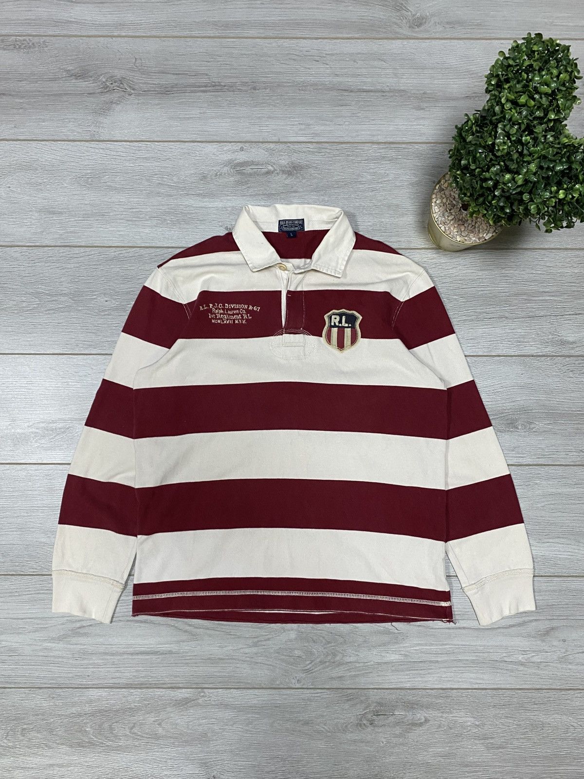 Rugby Ralph Lauren Vintage USA 🇺🇸 flag Polo Ralph Lauren Rugby sleeve striped Size L / US 10 / IT 46 - 1 Thumbnail
