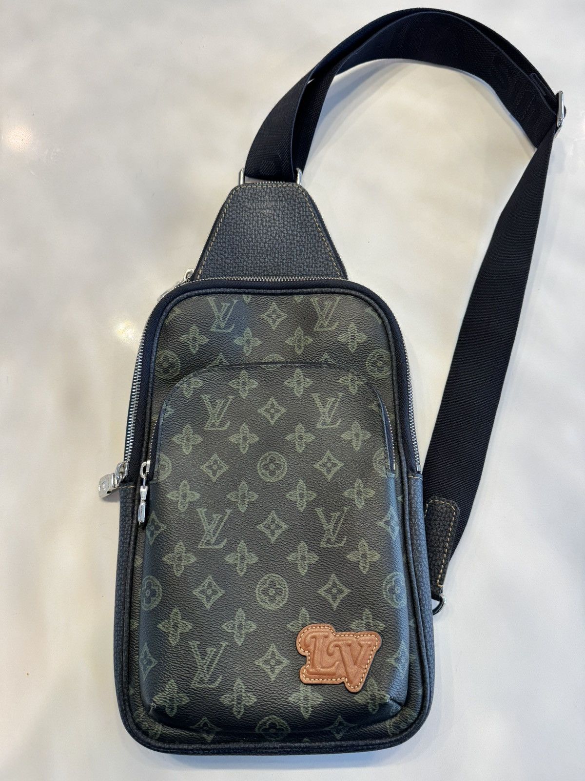 Louis Vuitton Avenue Monogram Sling Bag Dark Green, Men's