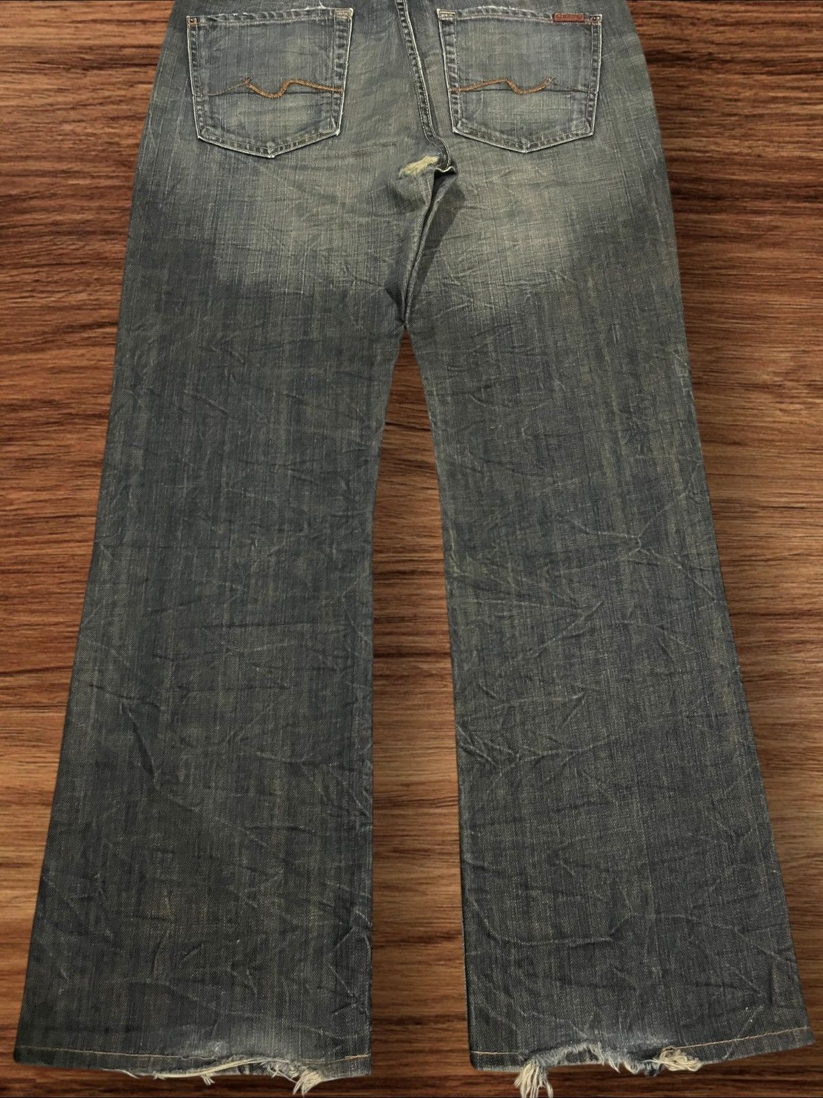 7 For All Mankind ⚡️Crazy⚡️7 For All Mankind Sand Wash Whiskering Flare Jeans Size US 34 / EU 50 - 11 Thumbnail