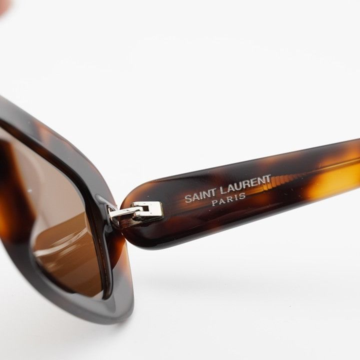 Saint Laurent Paris Saint Laurent SLM130/F 004 Sunglasses Havana Rectangle Frame Size ONE SIZE - 8 Thumbnail