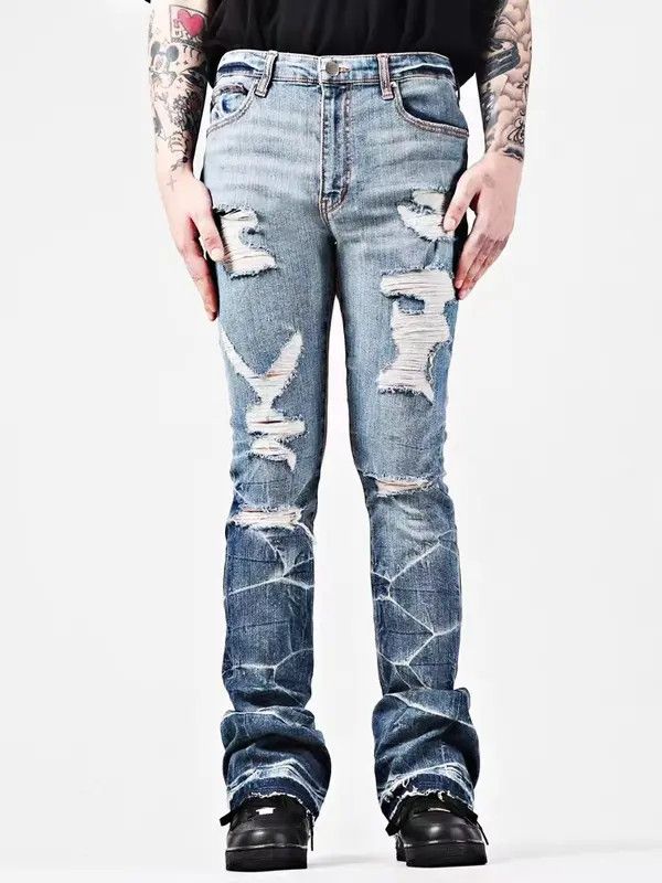 VIBE Vintage washed ripped lightning texture rare jeans Size US 32 / EU 48 - 5 Thumbnail