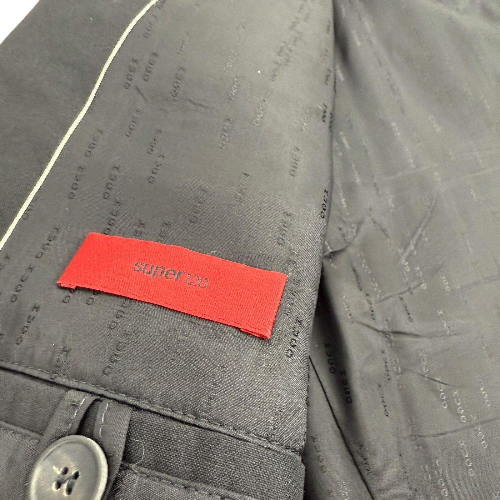 Hugo Boss Hugo Boss Super 120s Wool Blazer Black Logo Lined Size 42L Size 42L - 7 Thumbnail