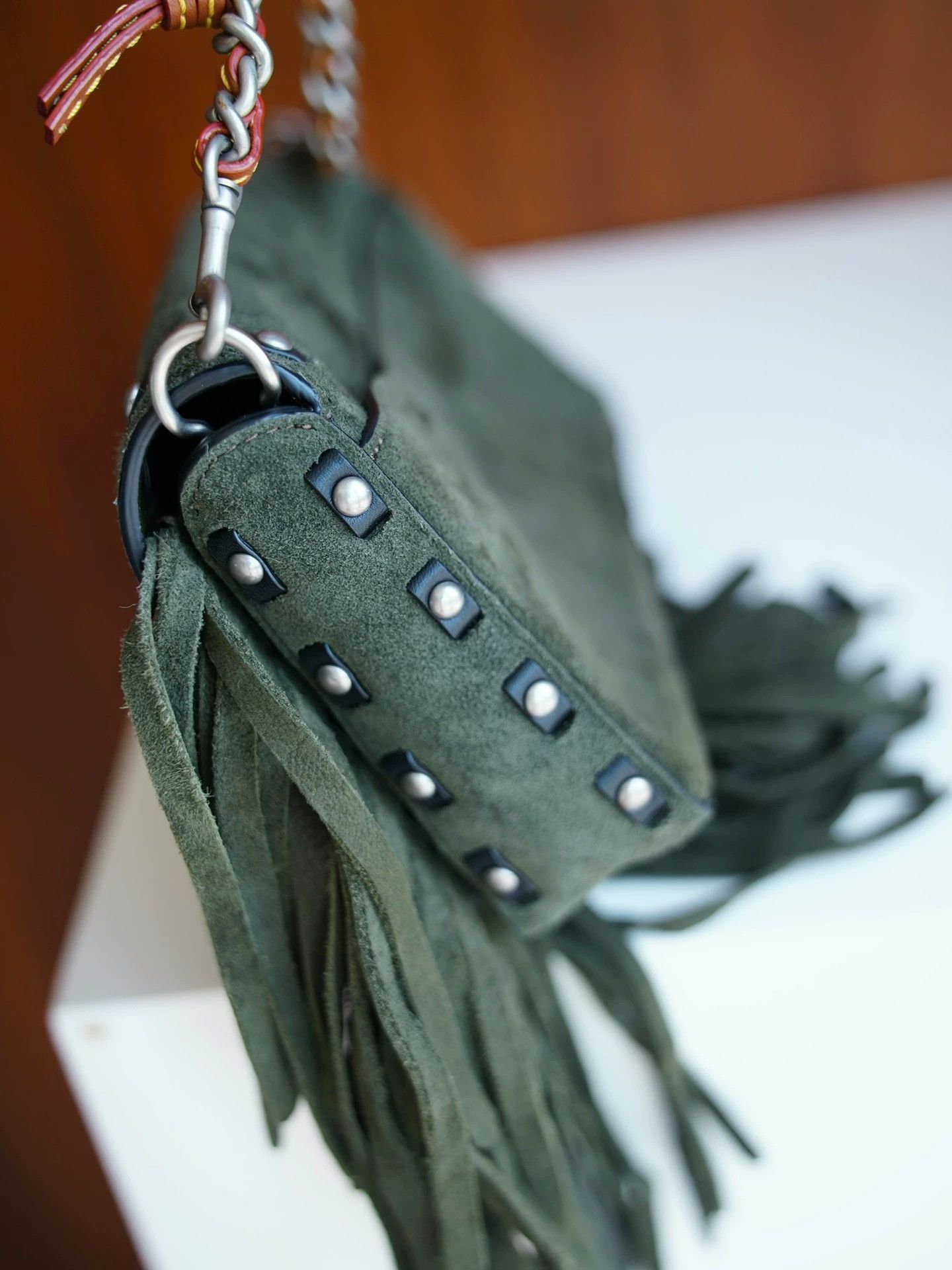 Coach COACH 1941 Vintage Saddle Bag Deep Green Suede Tassel Size ONE SIZE - 7 Thumbnail