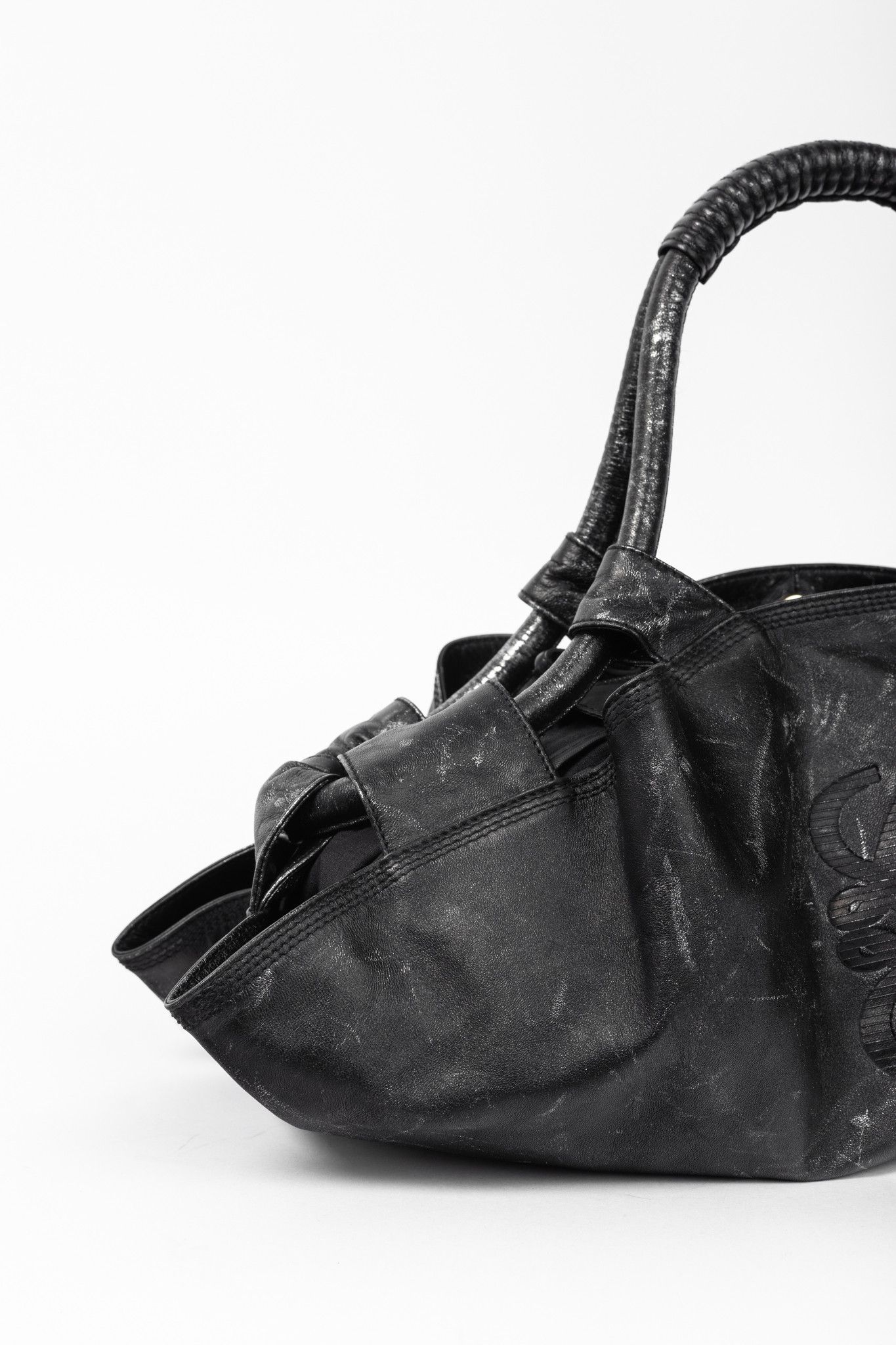 Loewe Loewe Nappa Aire Metallic Black Sheep Skin Anagram Handbag Size ONE SIZE - 7 Thumbnail