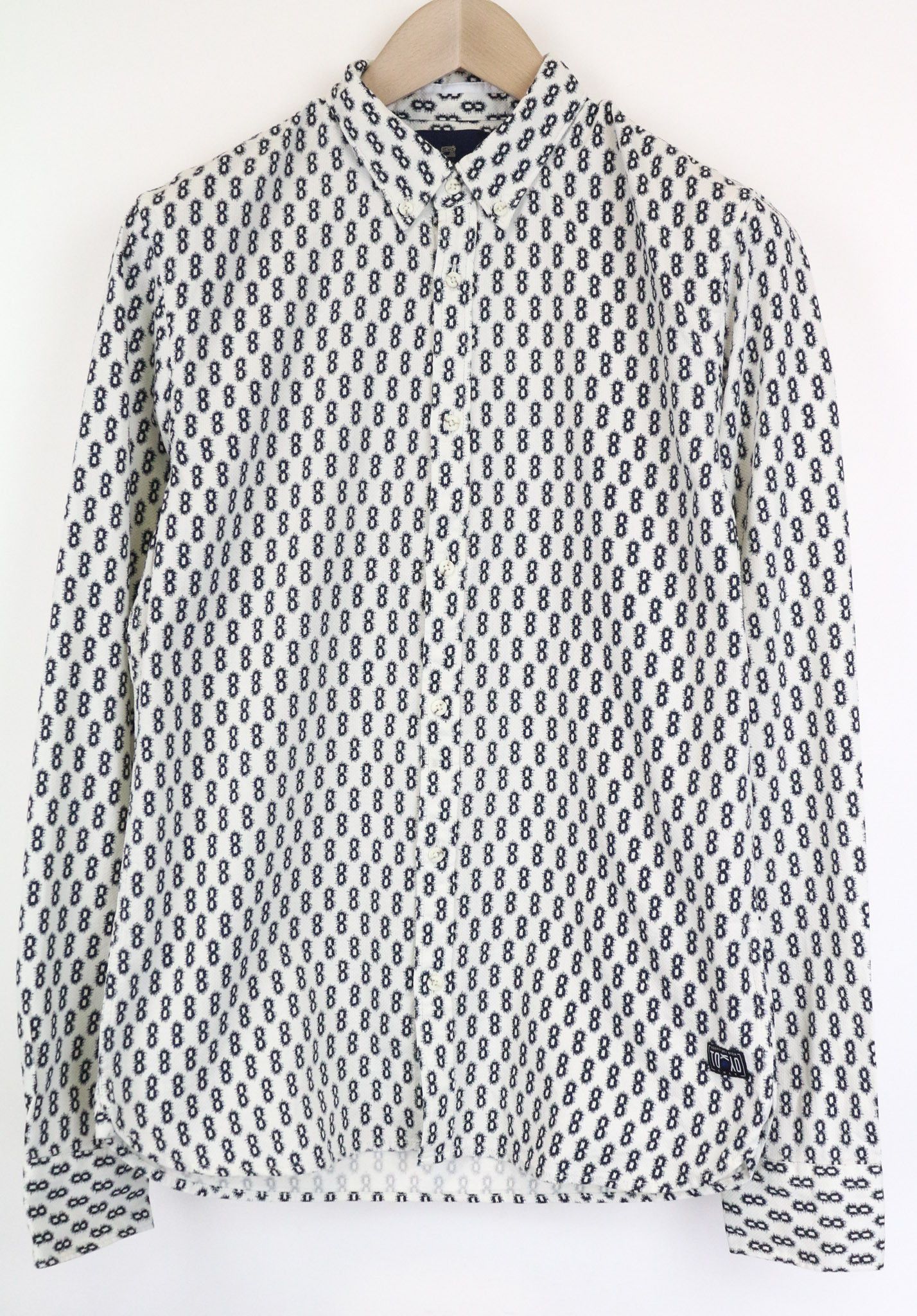 Scotch & Soda AMS COUTURE L White Navy Patterned Cotton Shirt 75667 Size US L / EU 52-54 / 3 - 1 Thumbnail