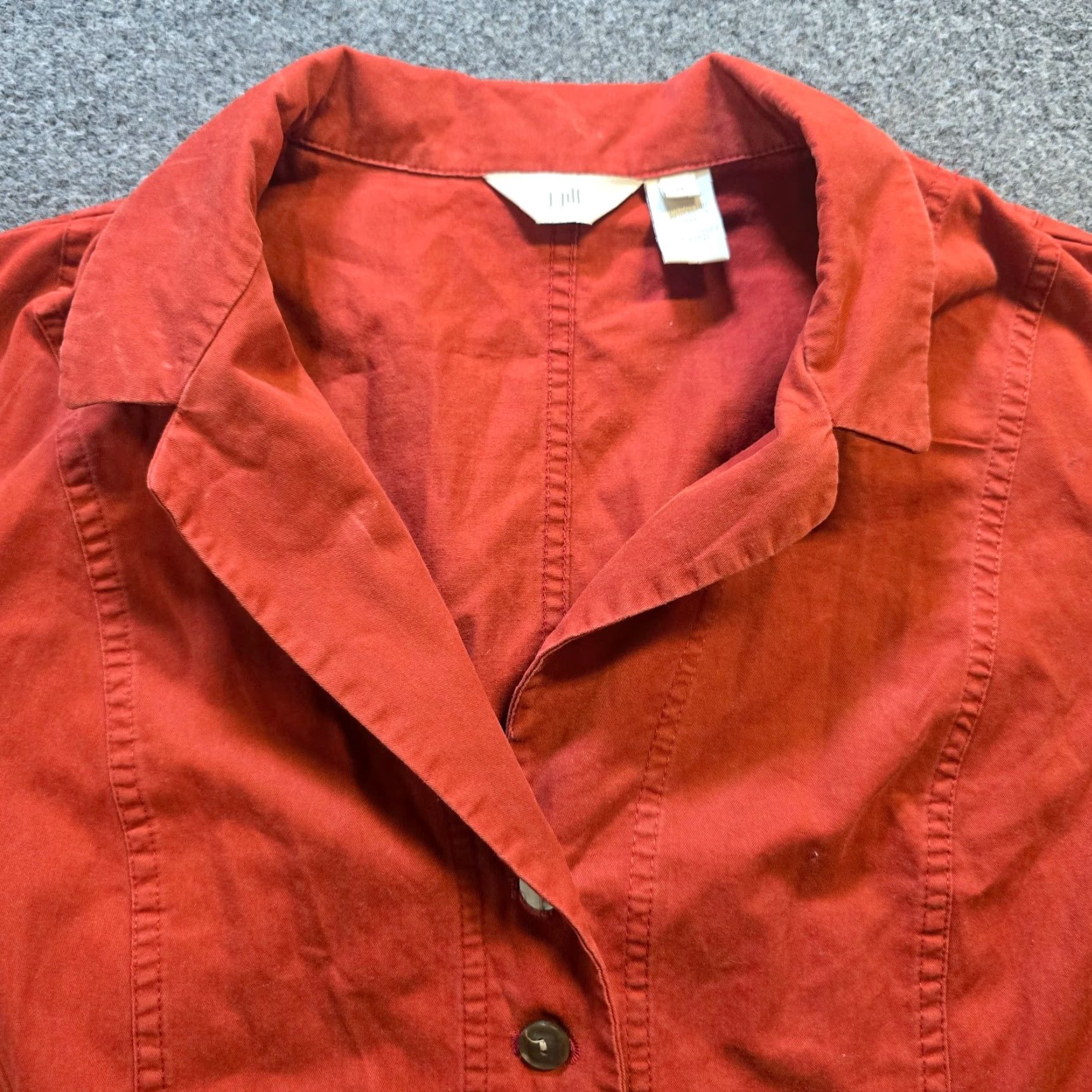 J. Jill J Jill Jacket Womens Large Orange Cotton Lightweight Pockets Button Capsule Jacket Size L / US 10 / IT 46 - 2 Thumbnail