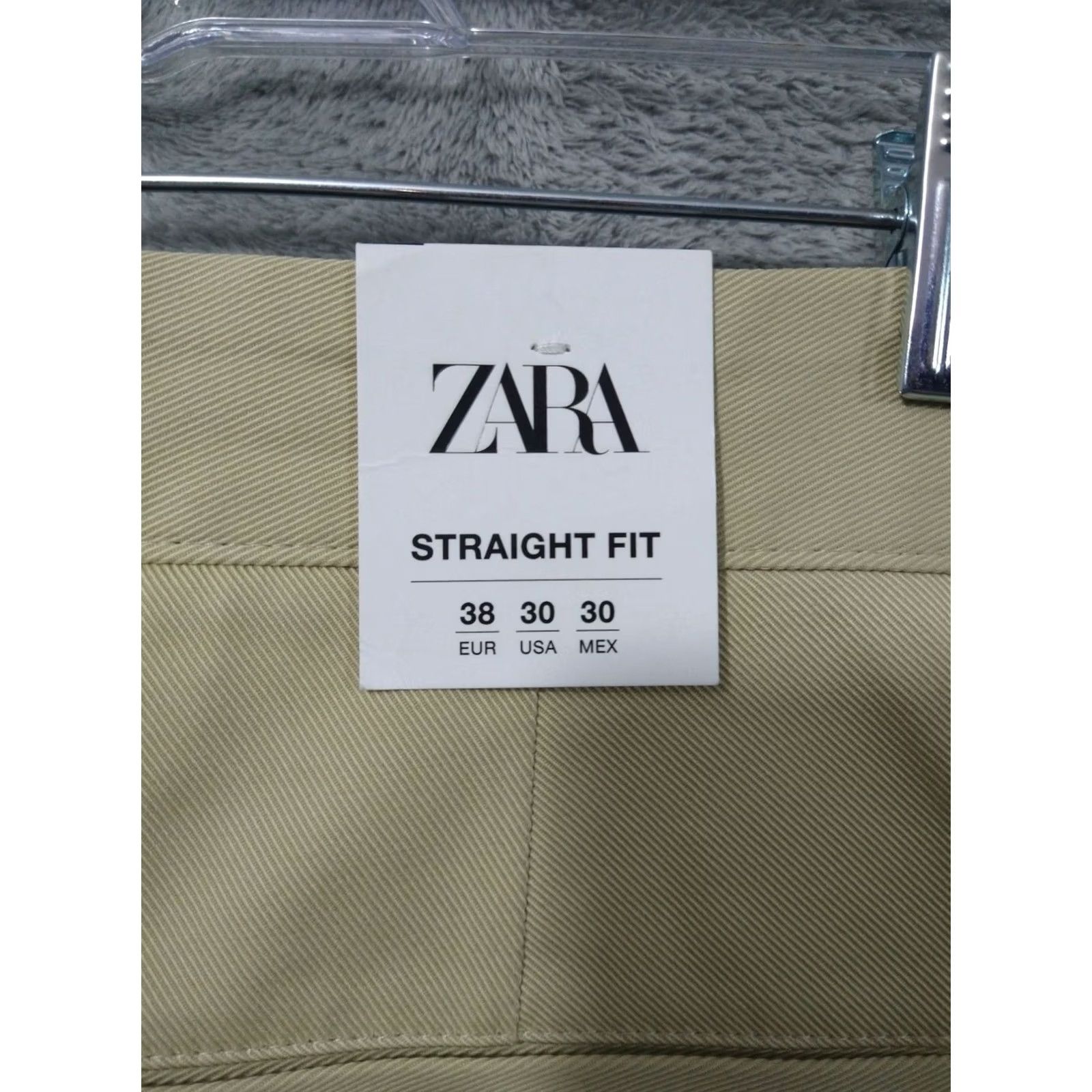 Zara Zara Mens Beige Chino Pants 30 x 31 Straight Fit Flat Front Cotton Casual Size US 30 / EU 46 - 7 Thumbnail