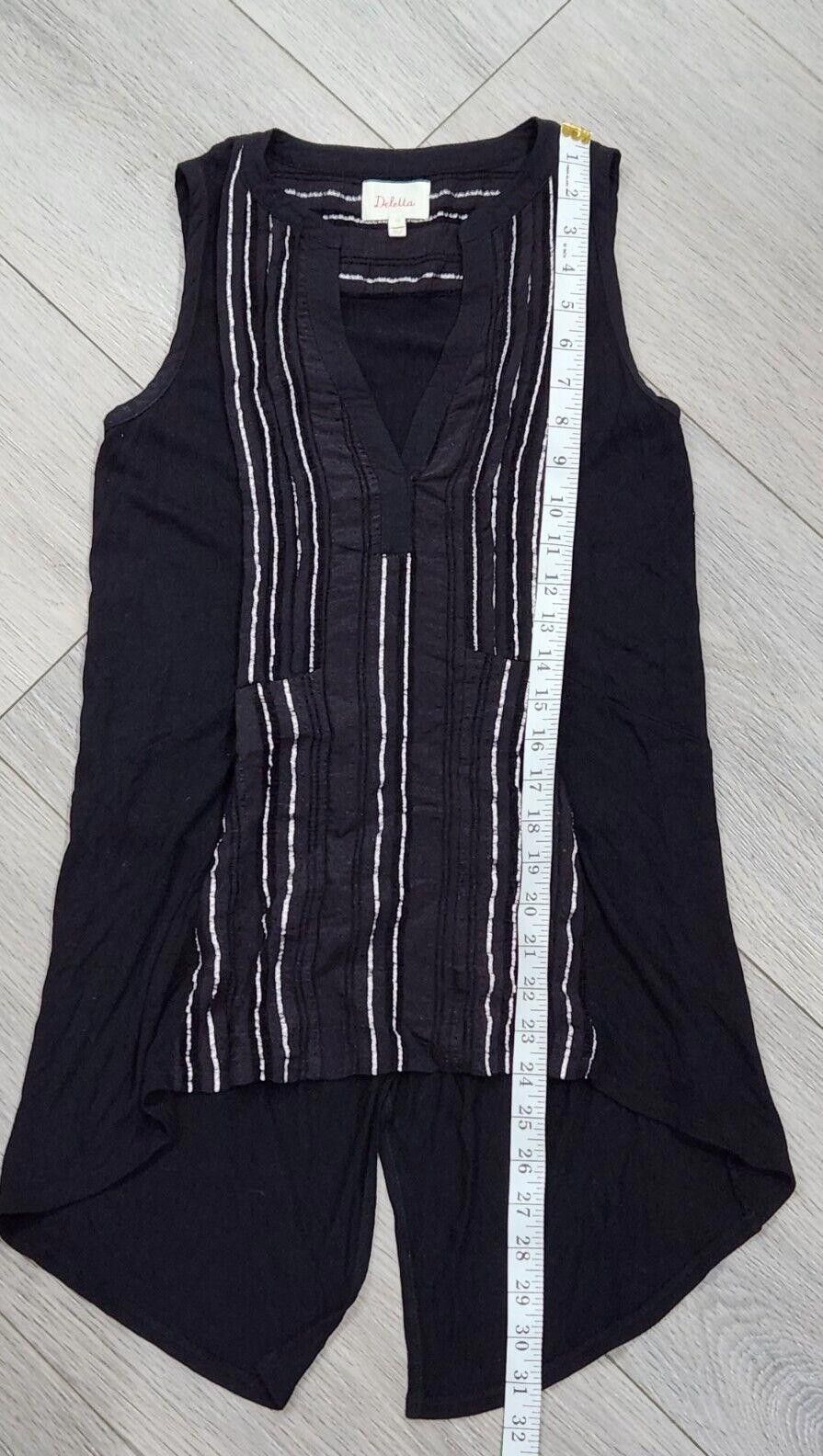 Designer Anthropologie Deletta Top Extra Small Black V Neck High Low Size XS / US 0-2 / IT 36-38 - 5 Thumbnail
