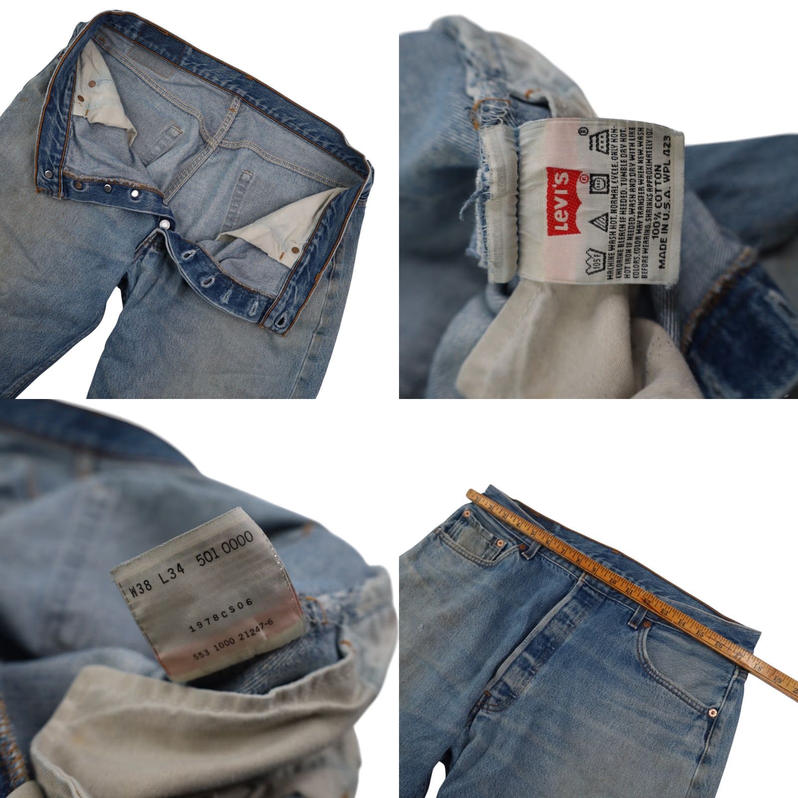 Denime VINTAGE Levis 501 USA Made Denim Jeans Shirt? Size US 38 / EU 54 - 8 Thumbnail