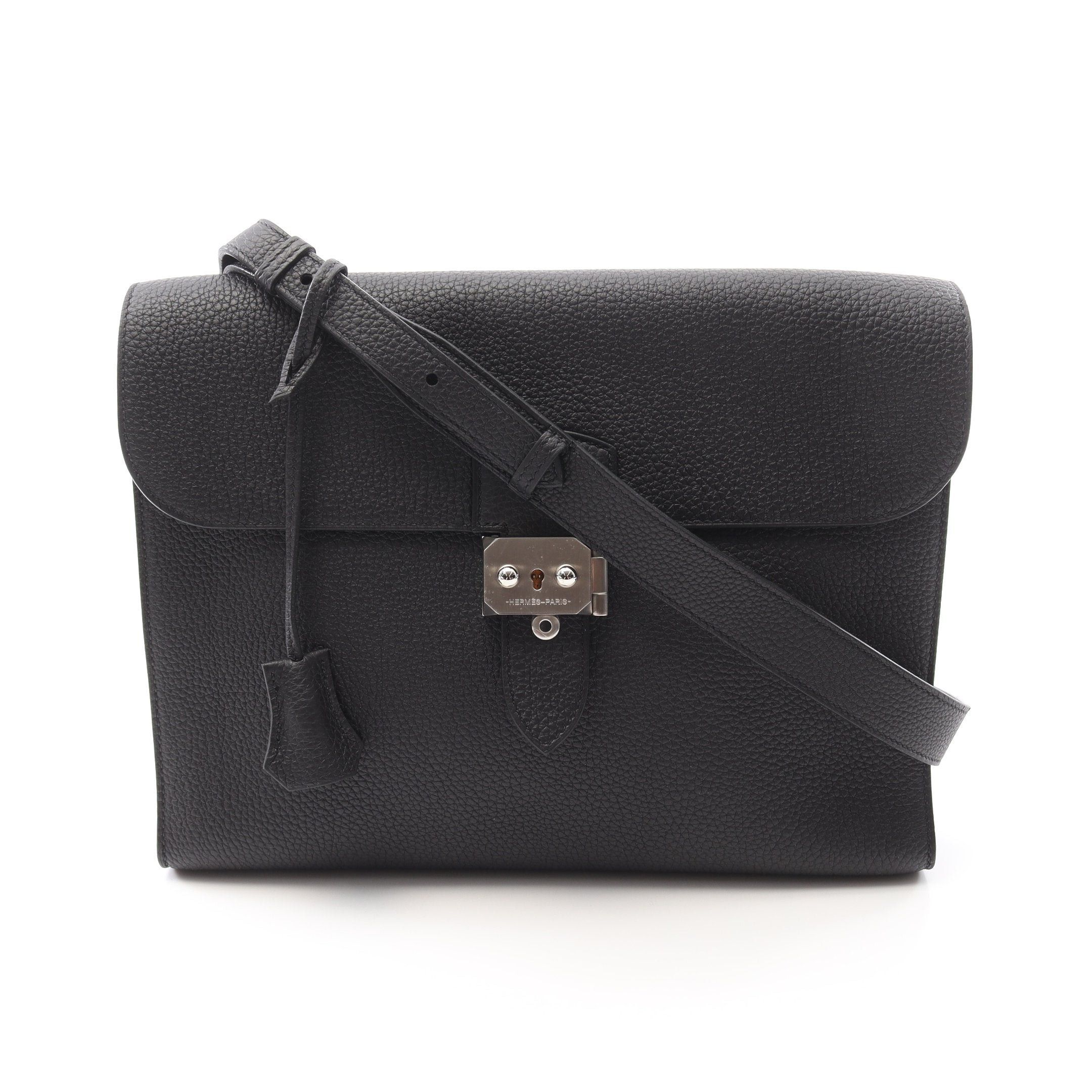 Hermes Sac Adepeche 29 Shoulder Bag Togo Black Silver Hardware B Stamp