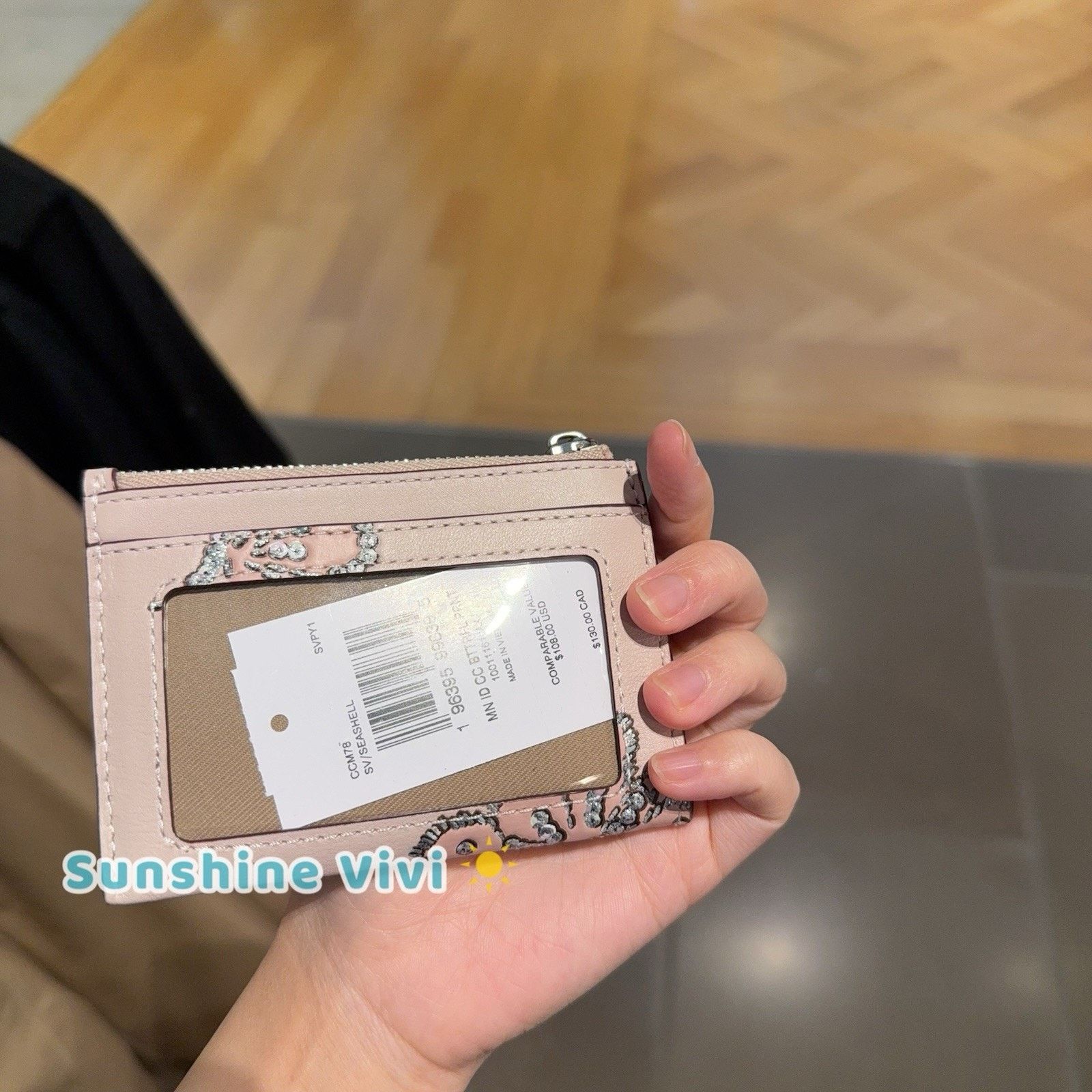Coach NWT Coach Mini Skinny Id Case Butterfly Print CCM78 SEASHELL Size ONE SIZE - 2 Thumbnail