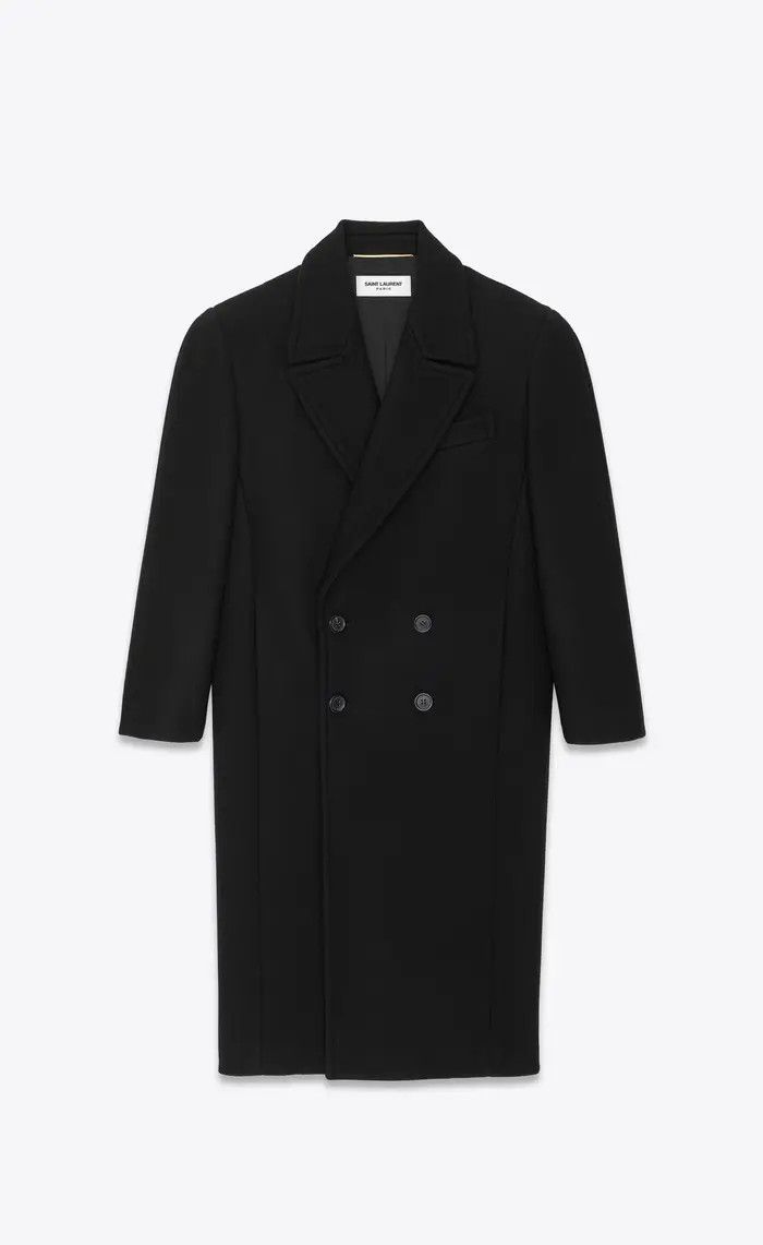 Saint Laurent Paris o1bcso1str0325 Double Breasted Coat In Cashmere in Black Size XL / US 12-14 / IT 48-50 - 1 Thumbnail