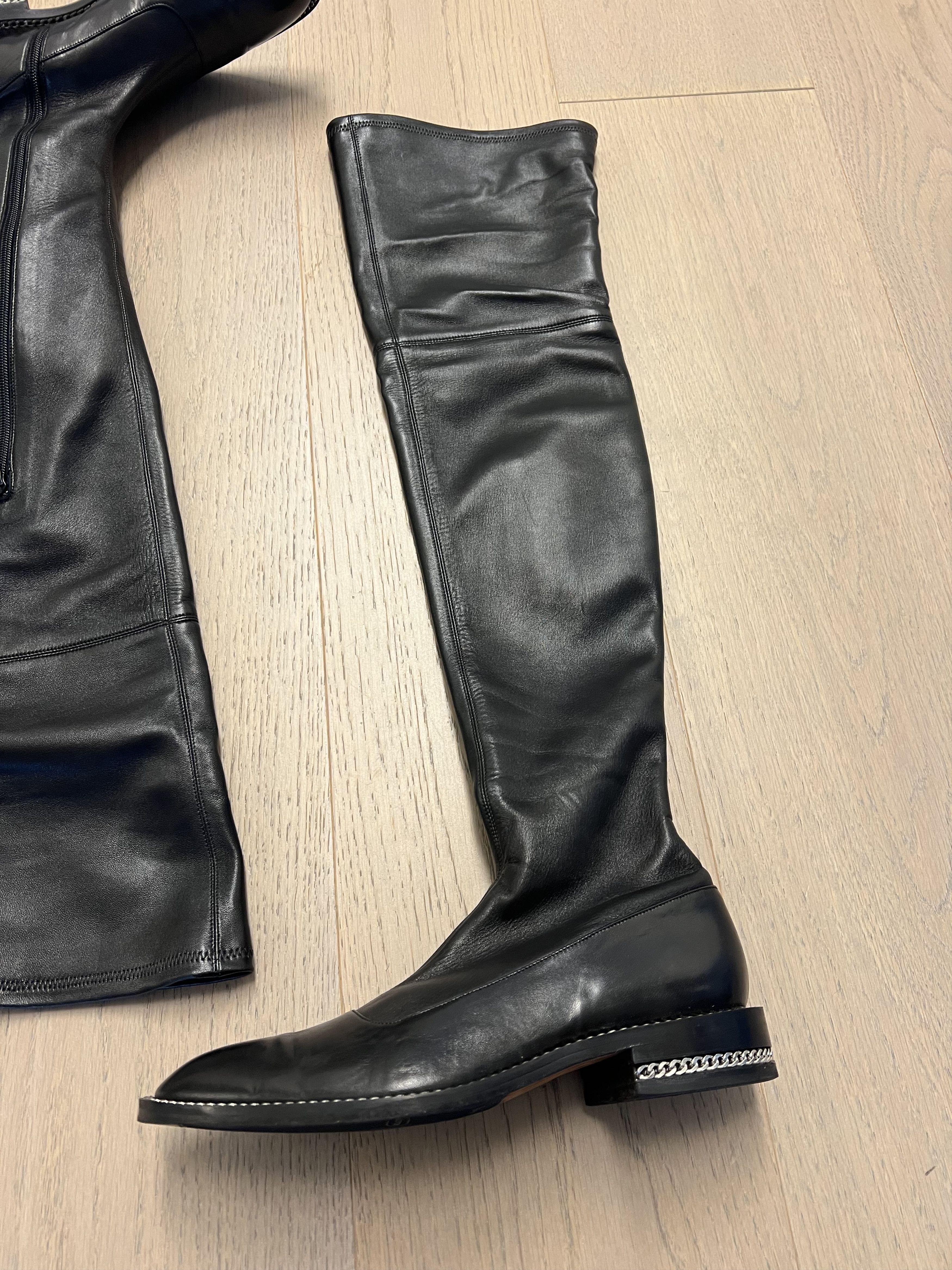 Versace Versace black lamb leather thigh-high boots. Size US 7 / IT 37 - 2 Thumbnail