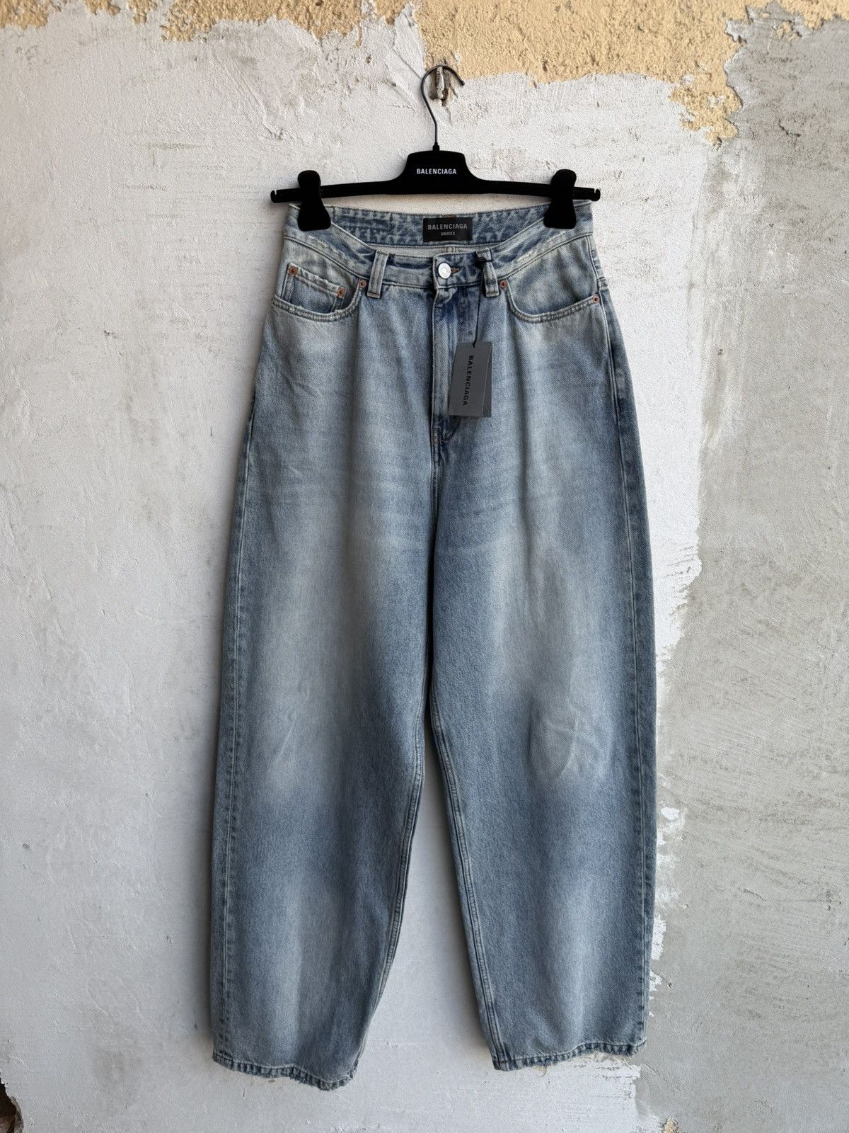 Balenciaga Blue Cut Up Double Waist Baggy Jeans | Grailed