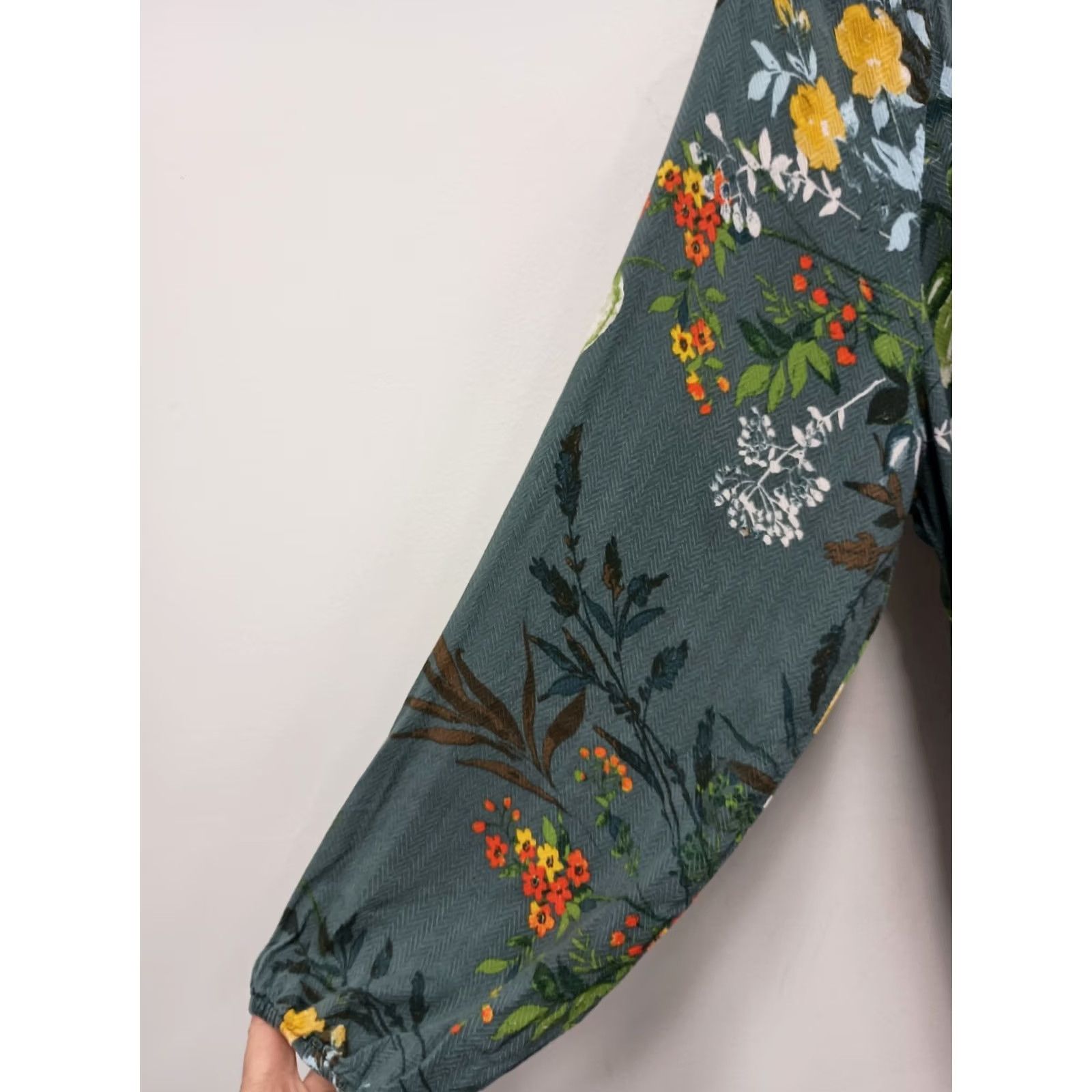 Altea Allison Joy Blouse Womens Large Teal Floral BOHO Peasant Long Sleeve Casual Top Size L / US 10 / IT 46 - 5 Thumbnail