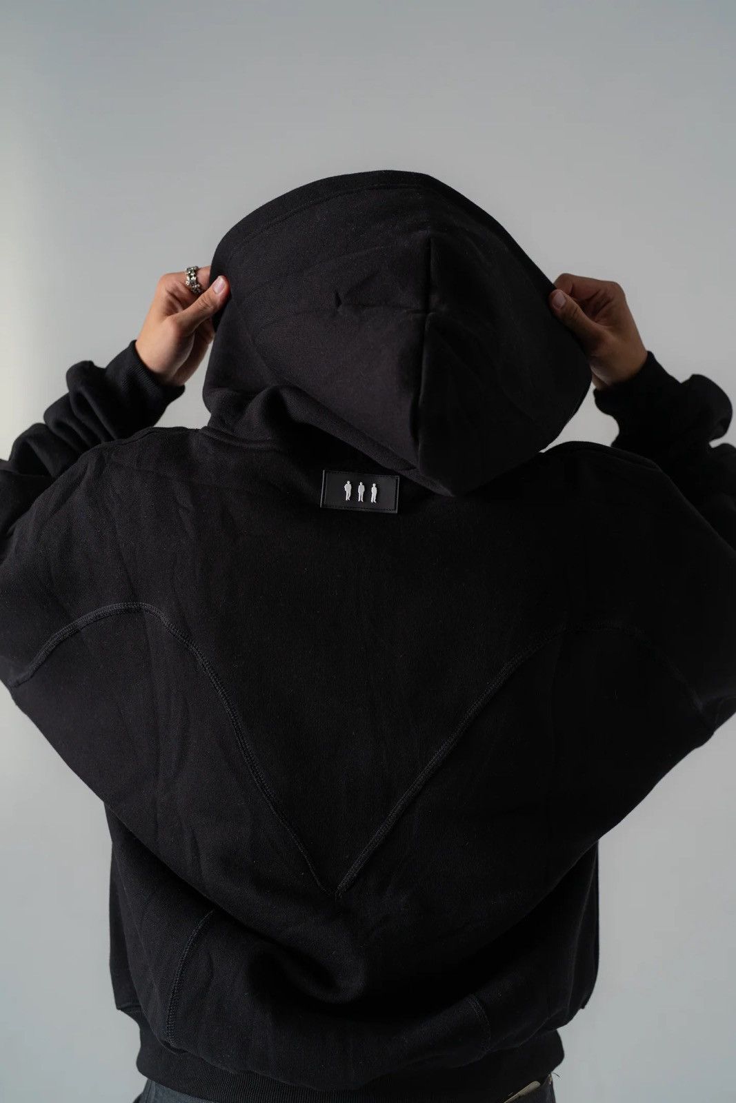 VITRIOLIC Black Oversized Zip-Up Hoodie