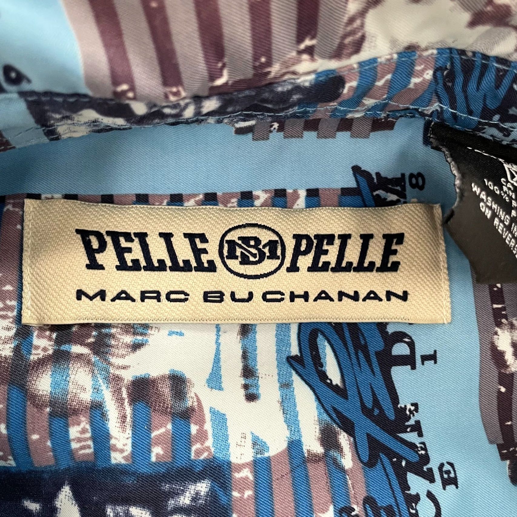 Pelle Pelle Pelle Pelle Marc Buchanan Shirt Adult XL Blue Button Up Short Sleeve Pocket Mens Size US XL / EU 56 / 4 - 7 Thumbnail