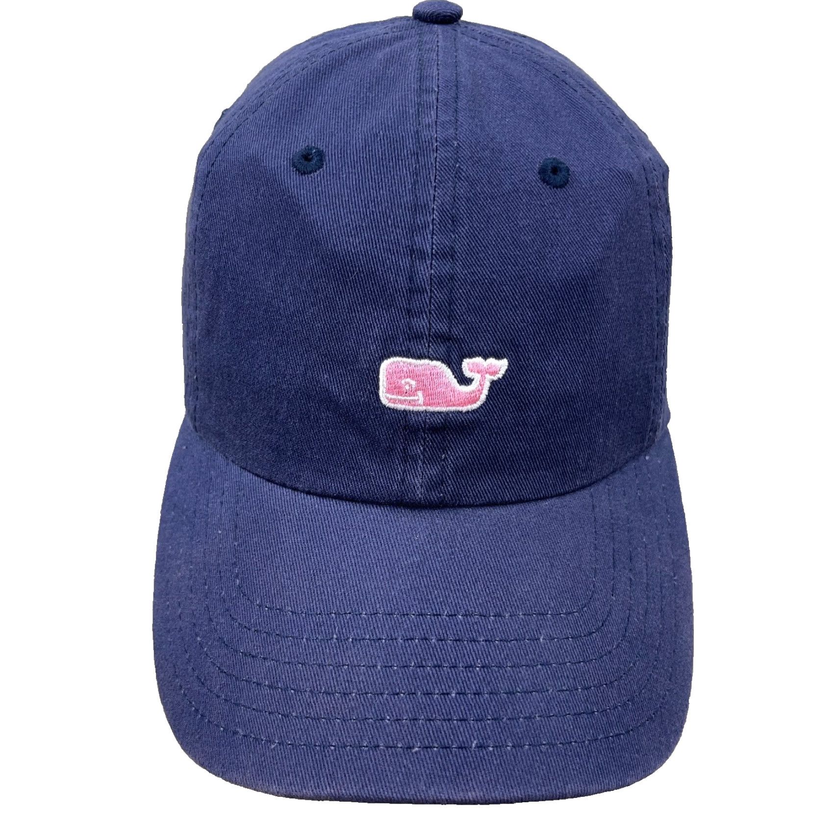 Vineyard Vines Vineyard Vines Hat Cap Strap Back Navy Blue Pink Whale Spell Out Logo Preppy Dad Baseball Cap Men One Size Adjustable Twill Cotton Size ONE SIZE - 2 Thumbnail