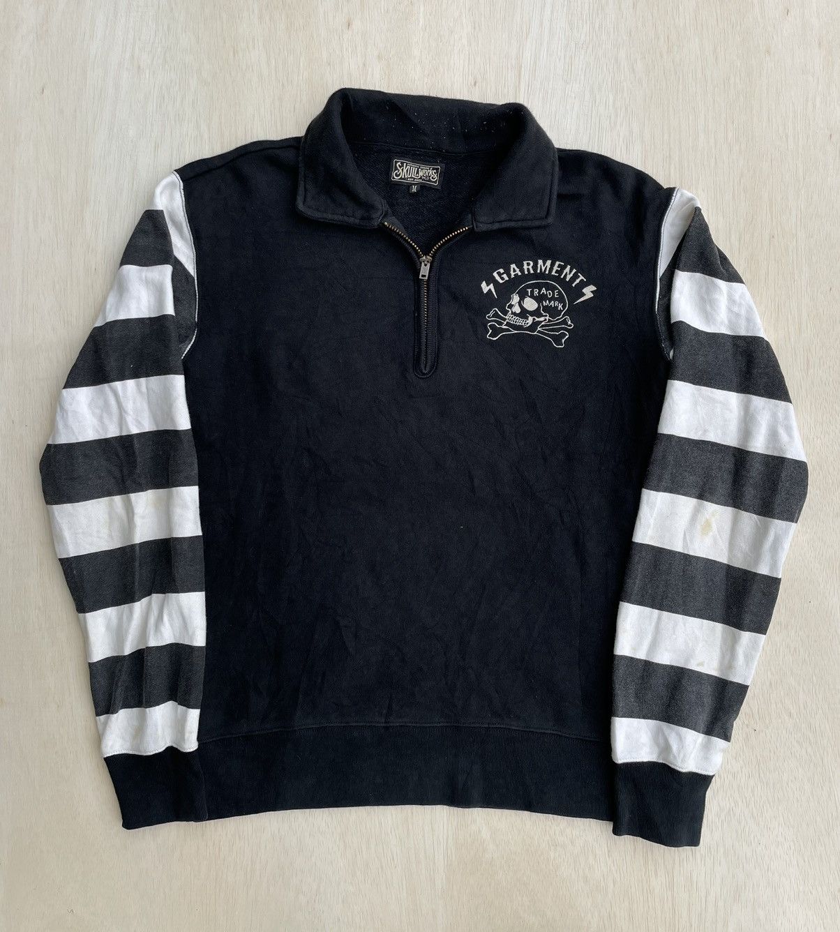 image of Hysteric Glamour Skull Works Half Zip Sweatshirts in Black, Men's (Size Medium)