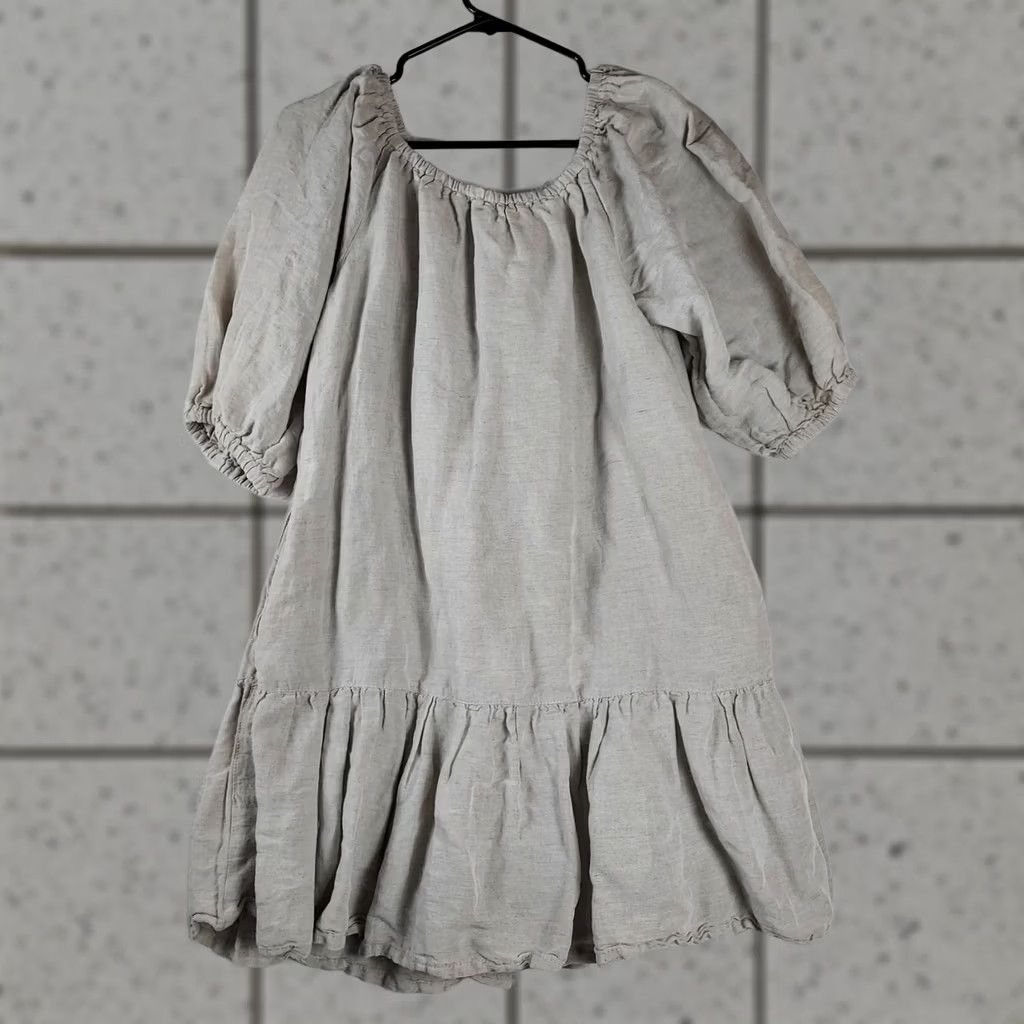 Tommy Bahama Tommy Bahama Women’s S Linen Blend Puff Sleeve Tiered Midi Dress Beige Size S / US 4 / IT 40 - 1 Thumbnail