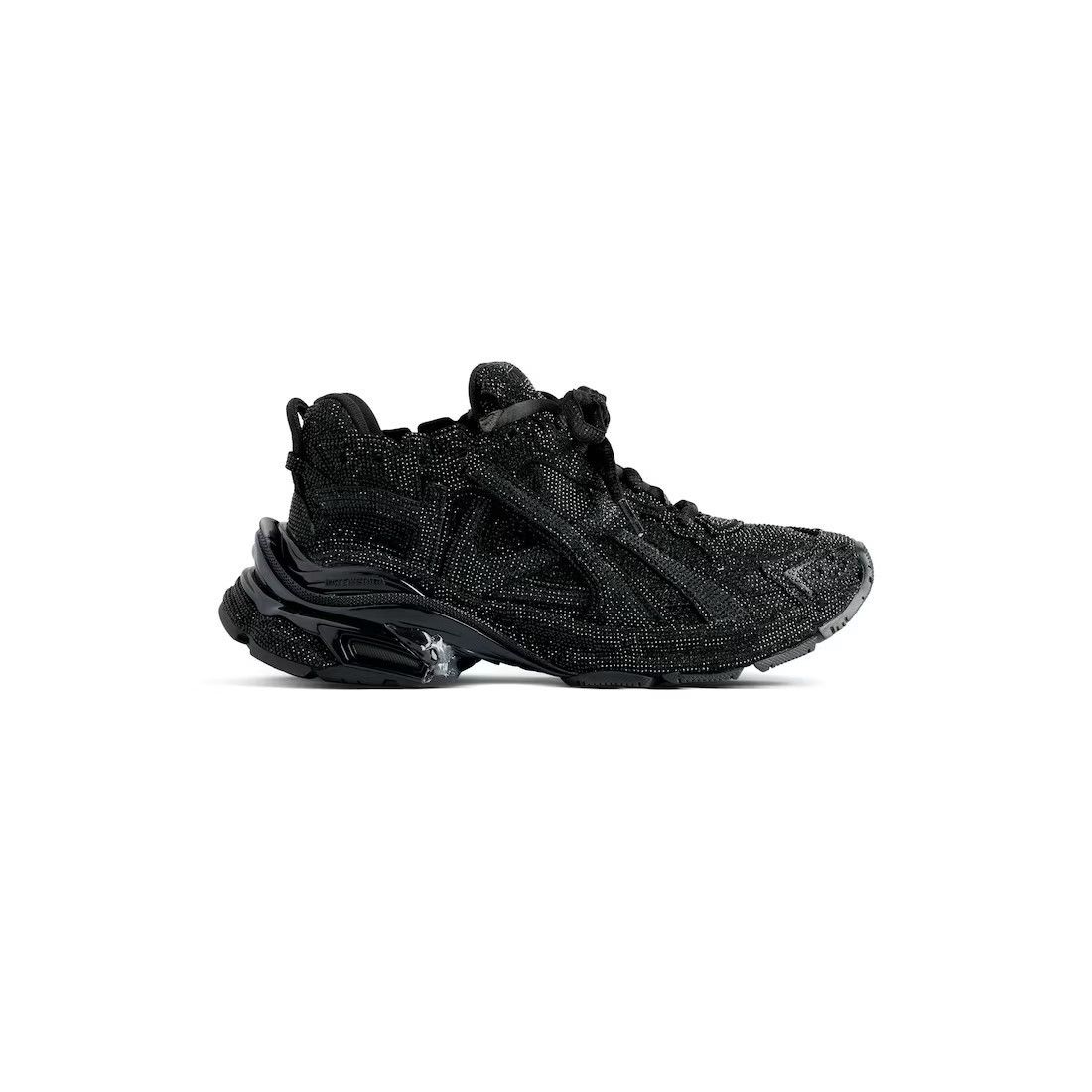 BALENCIAGA Runner $2590 Women's Black With Rhinestones Sneak