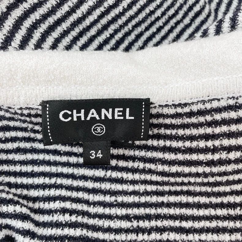 Chanel Chanel Black and white striped V-neck knitted dress 2504-Ne Size XXS / US 00 / IT 34 - 5 Thumbnail