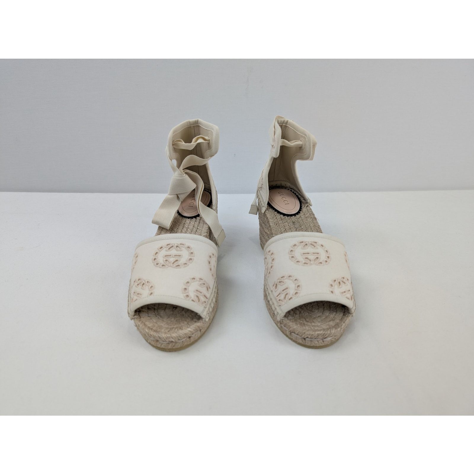 Gucci o1rshd1 Interlocking G canvas espadrille wedge sandal Size US 7 / IT 37 - 4 Thumbnail
