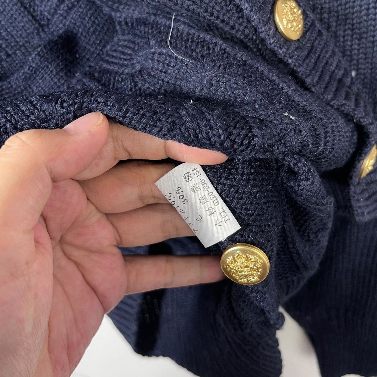 Vintage Jack Nicklaus Cable Knit Cardigan Navy Crest Gold Button Size S / US 4 / IT 40 - 6 Thumbnail